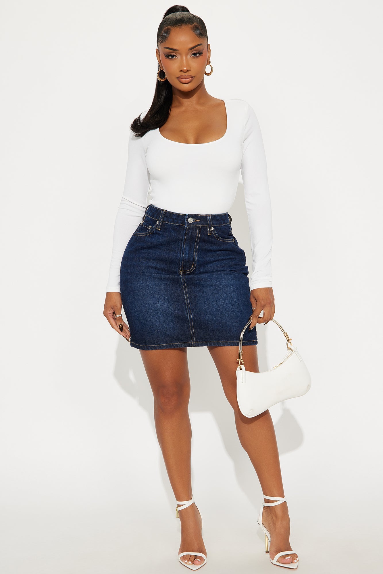 Blair Double Lined Seamless Long Sleeve Top - Off White
