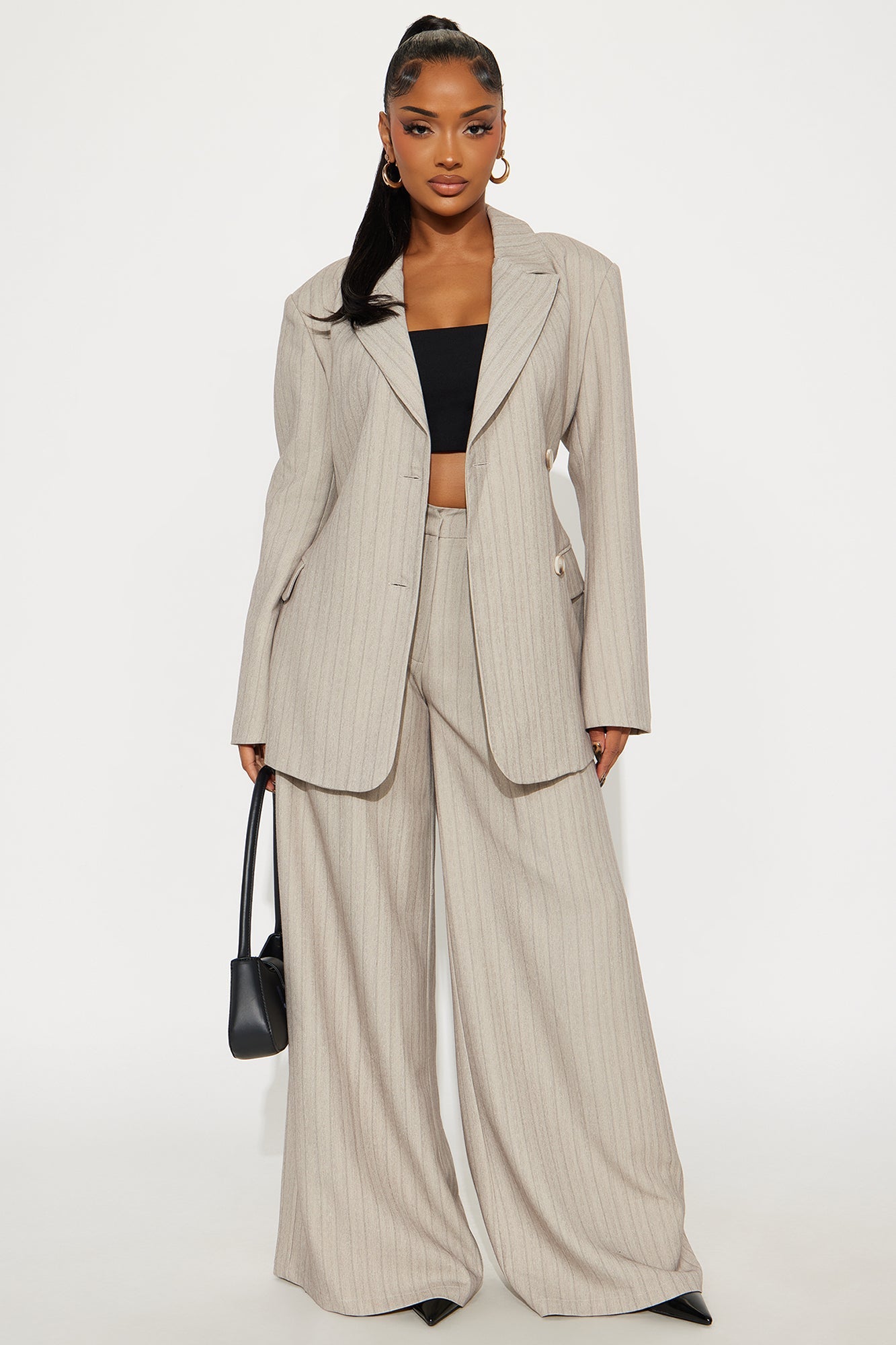 Aspen Pinstripe Fitted Blazer - Grey/combo