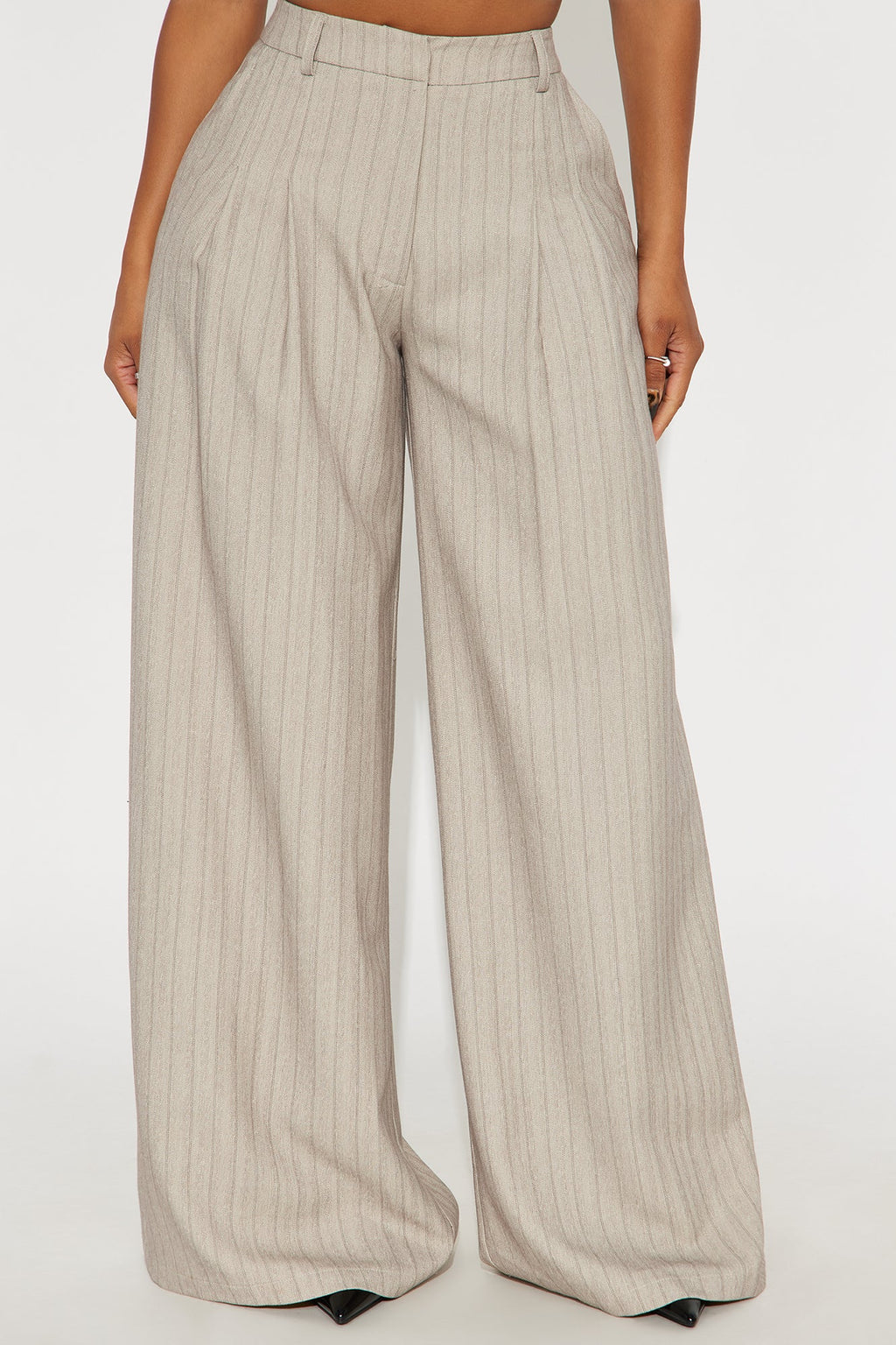 Aspen Pinstripe Wide Leg Trouser Pant 33″ - Grey/combo