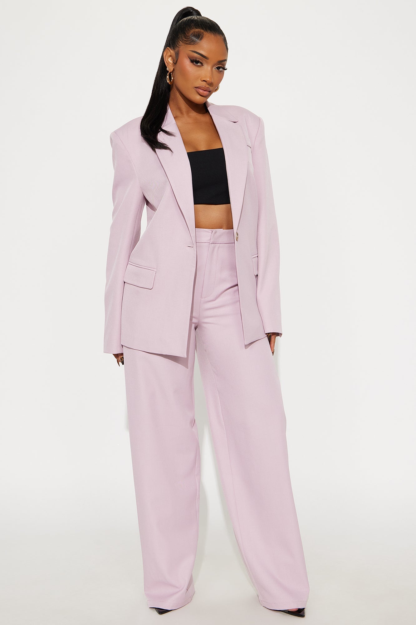 Close The Deal Wide Leg Trouser Pant 33″ - Pink 