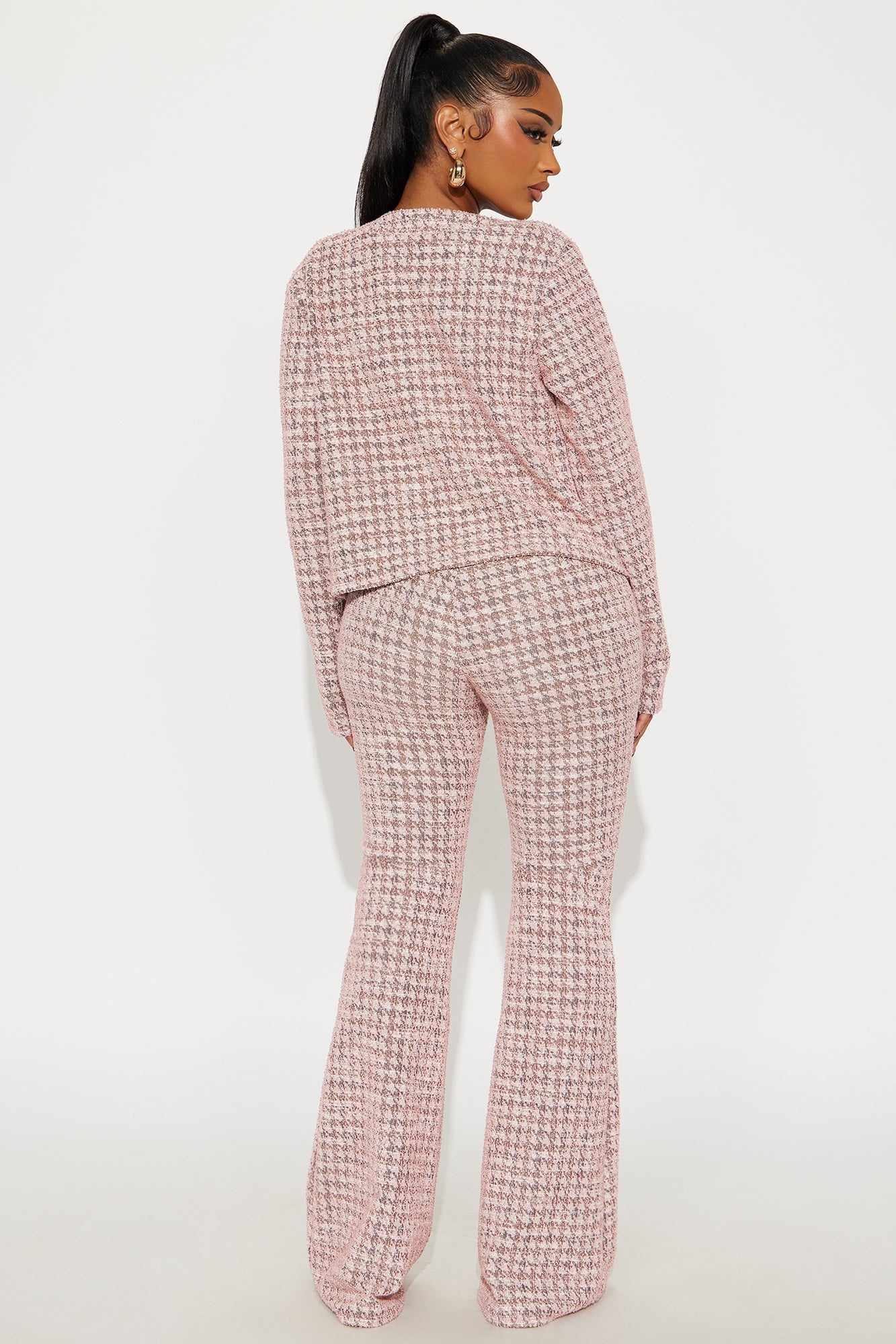 Daphne Tweed Pant Set - Pink 
