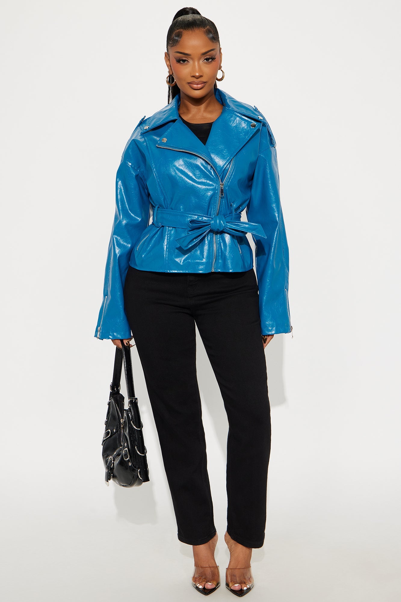 Moving On Faux Leather Moto Jacket - Teal