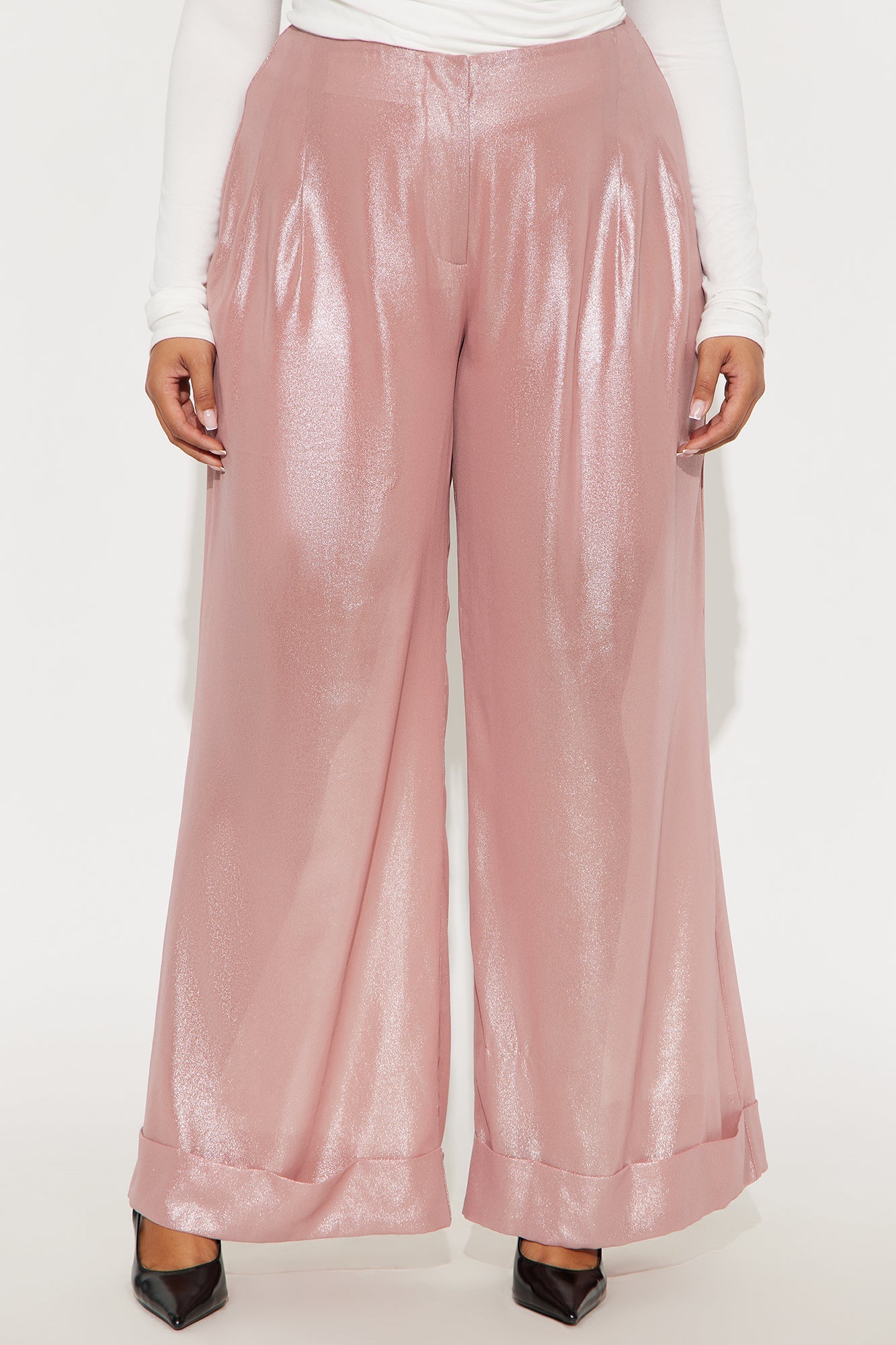 Romantically Spoiled Organza Metallic Wide Leg Pant 33 - Rose Gold