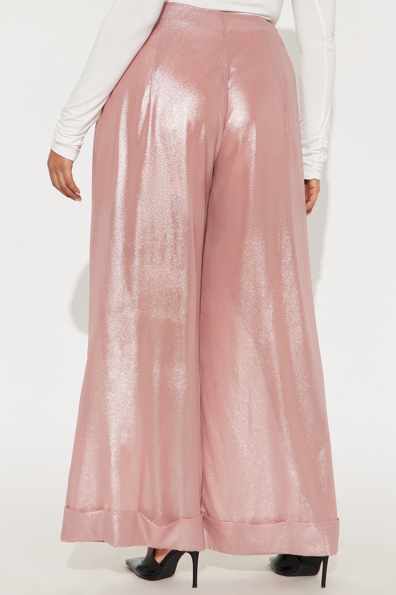 Romantically Spoiled Organza Metallic Wide Leg Pant 33 - Rose Gold