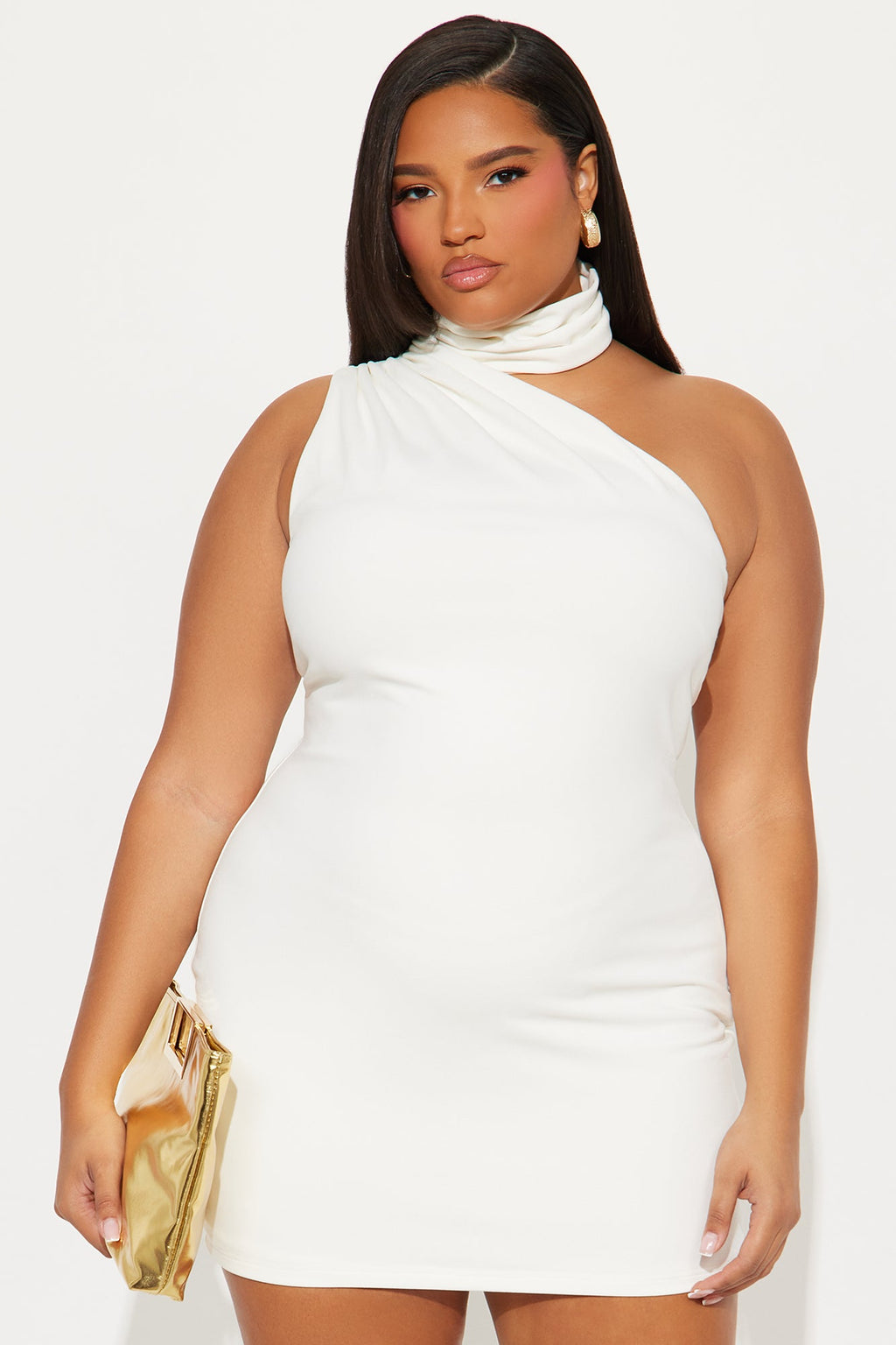 Selene High Neck Mini Dress - White