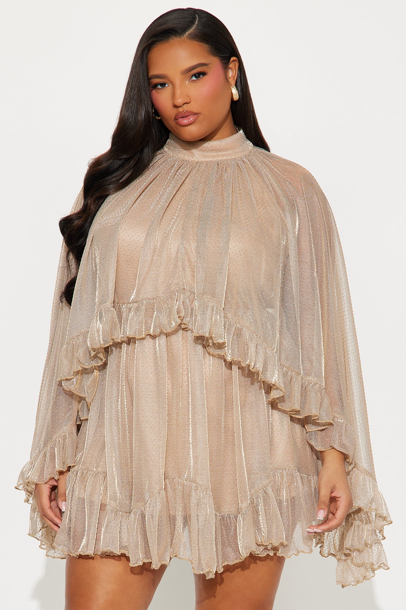 Ashlyn Ruffle Mini Dress - Gold