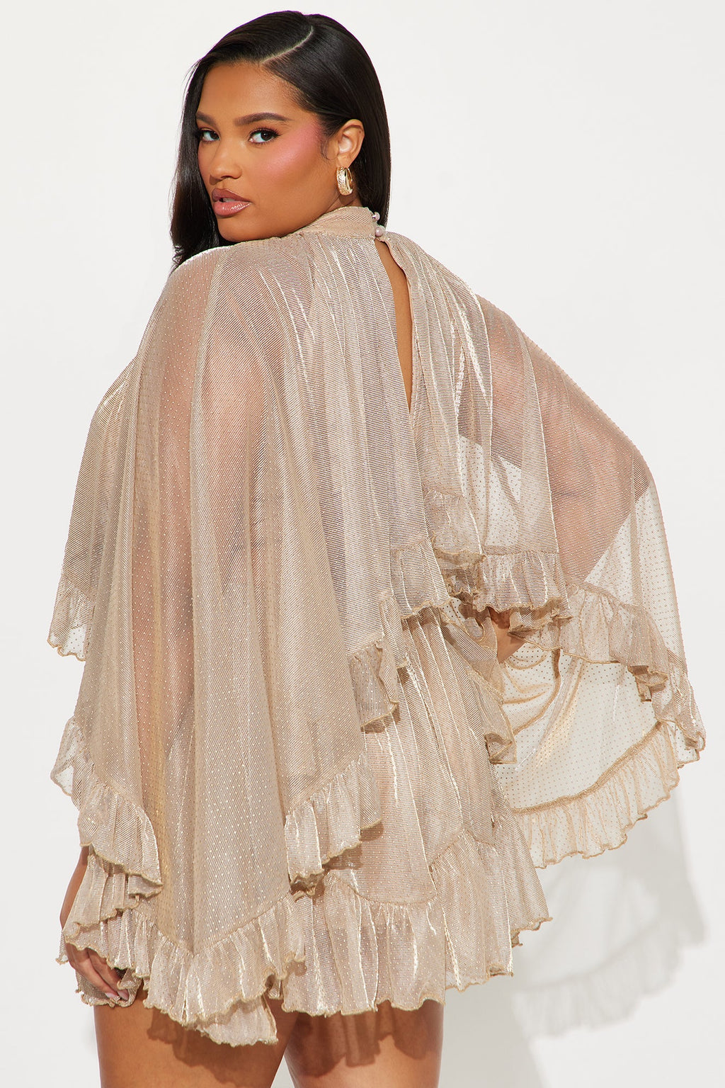 Ashlyn Ruffle Mini Dress - Gold