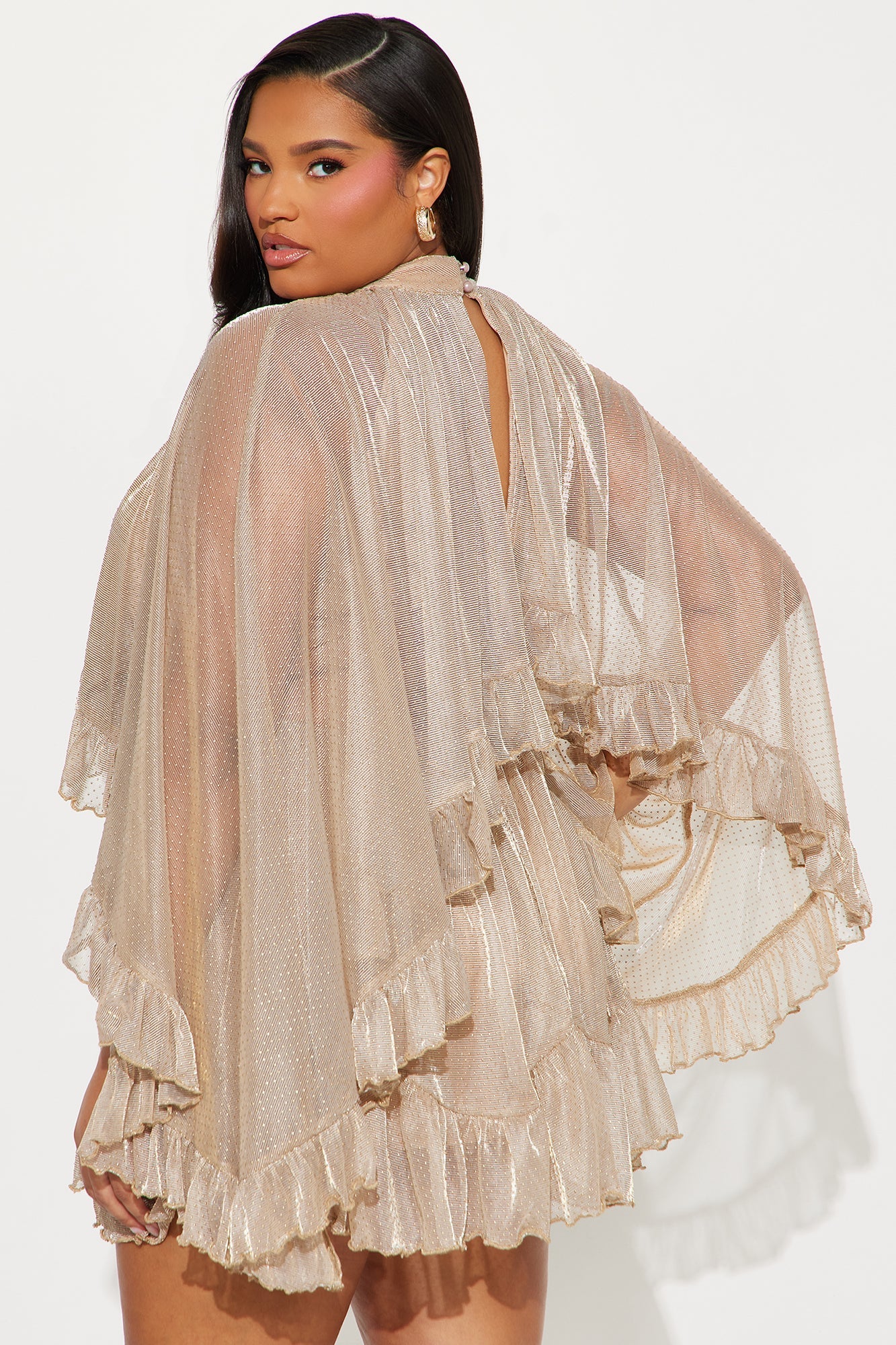 Ashlyn Ruffle Mini Dress - Gold