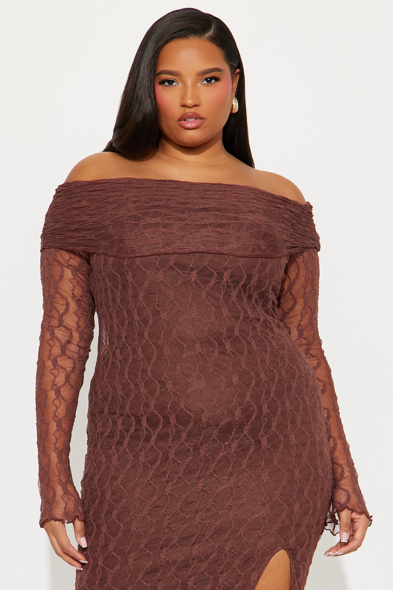Dream Of Me Lace Maxi Dress - Brown