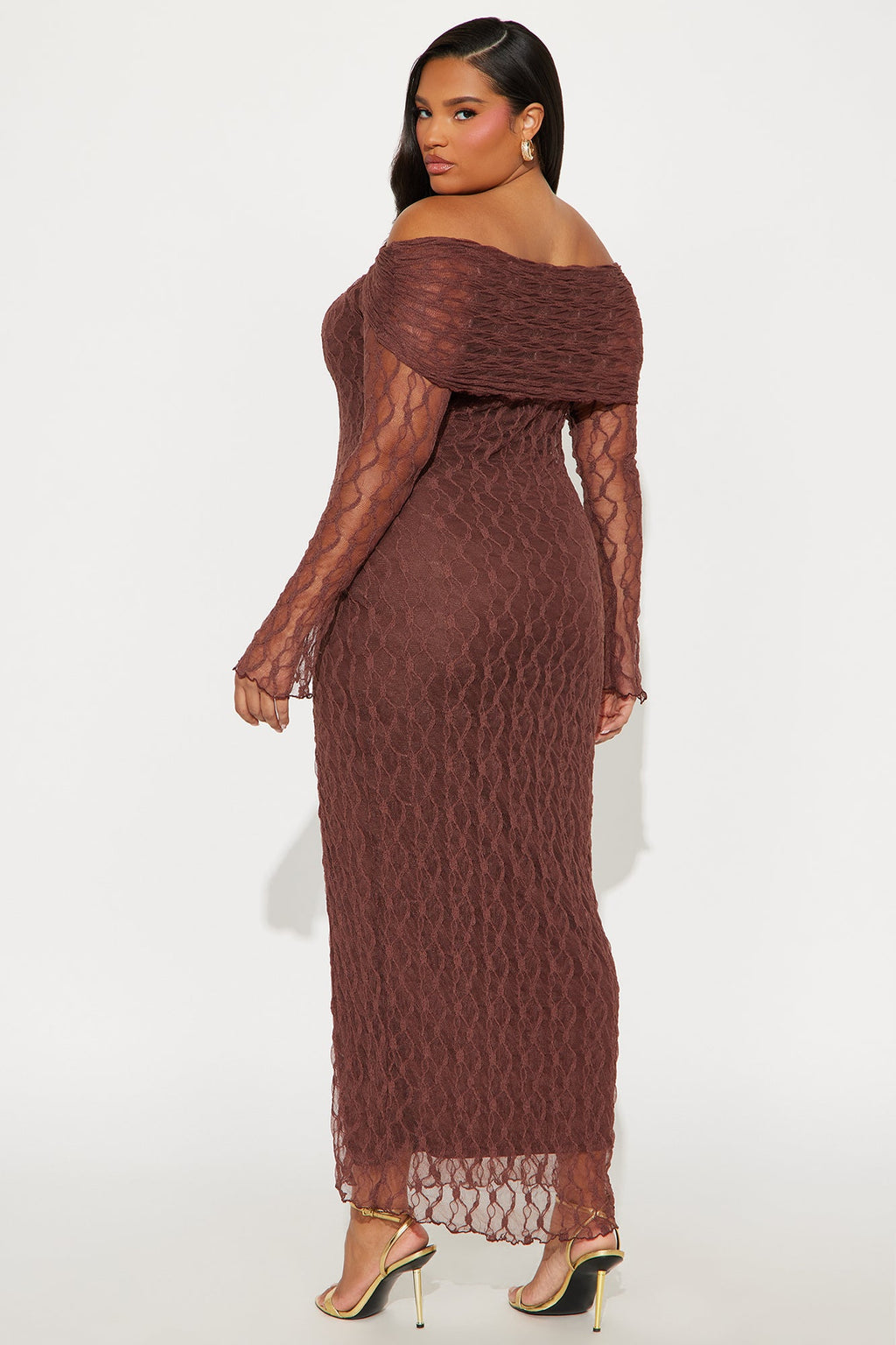 Dream Of Me Lace Maxi Dress - Brown