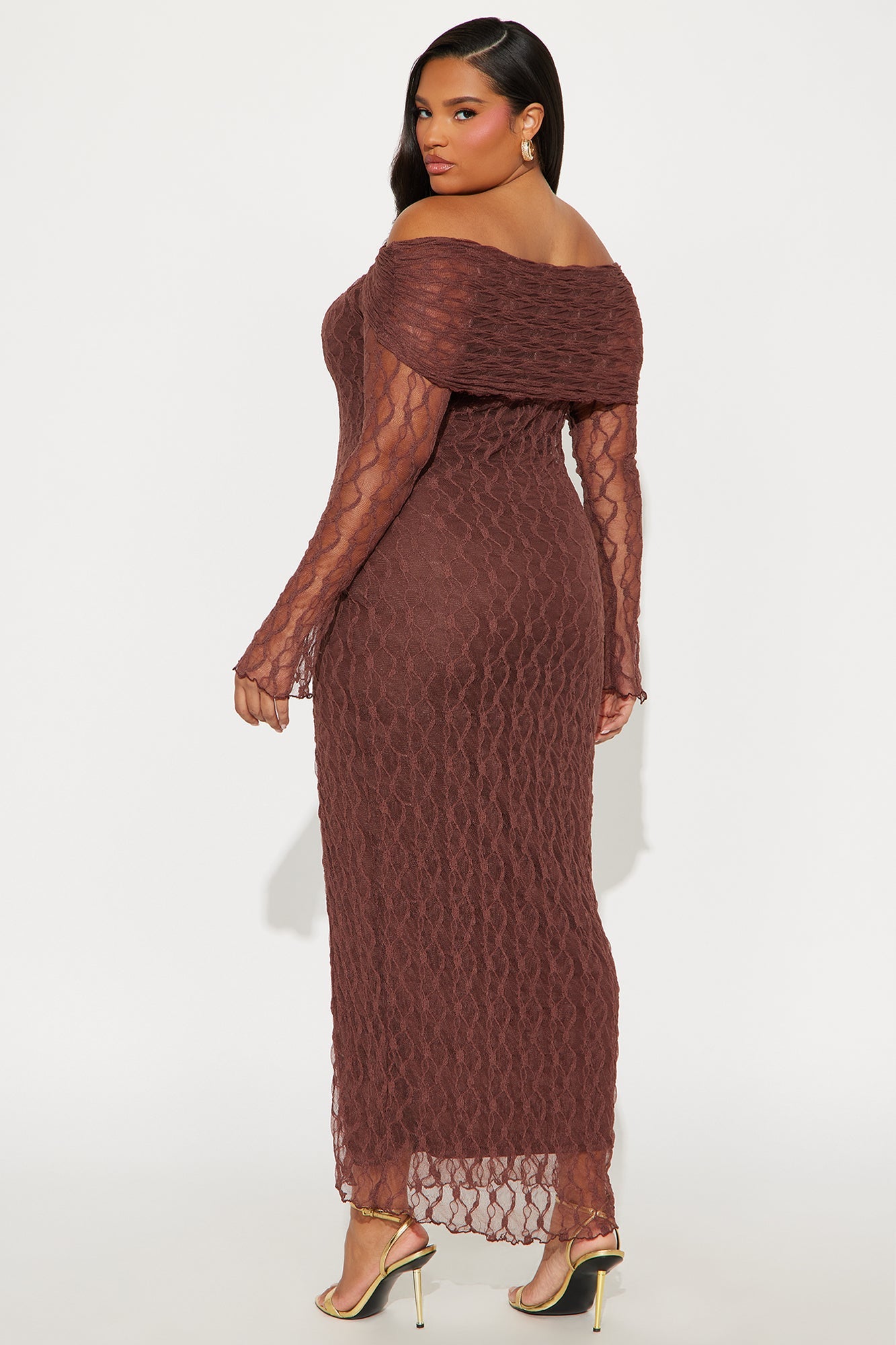 Dream Of Me Lace Maxi Dress - Brown