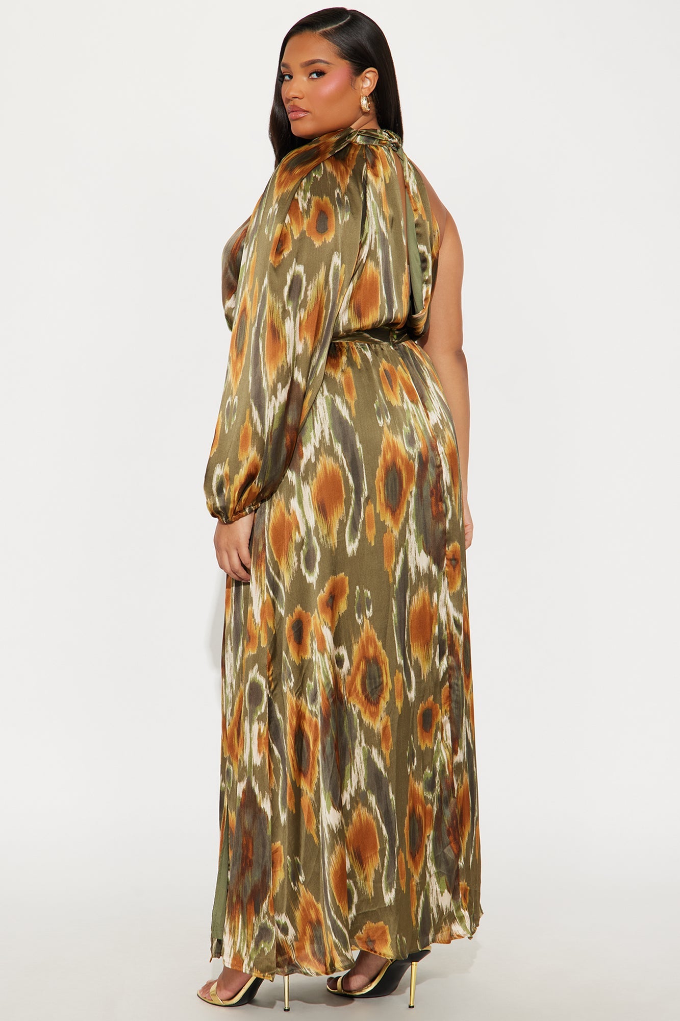 Baylee One Shoulder Maxi Dress - Green/combo