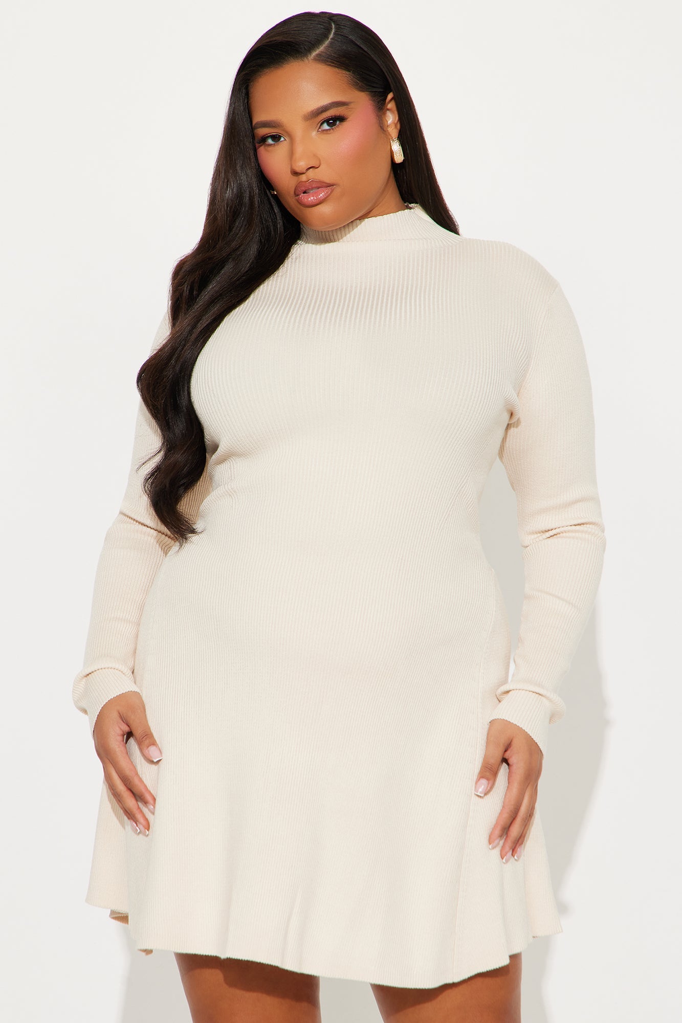 Tall Flirty And Fun Sweater Mini Dress - Cream