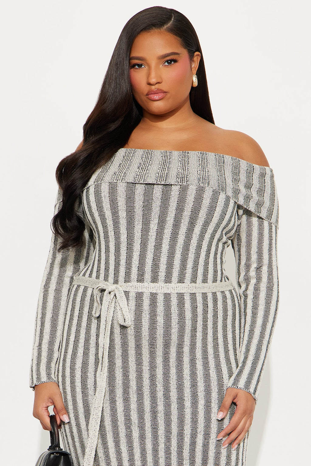 Always Crushing Striped Sweater Maxi Dress - Black/combo