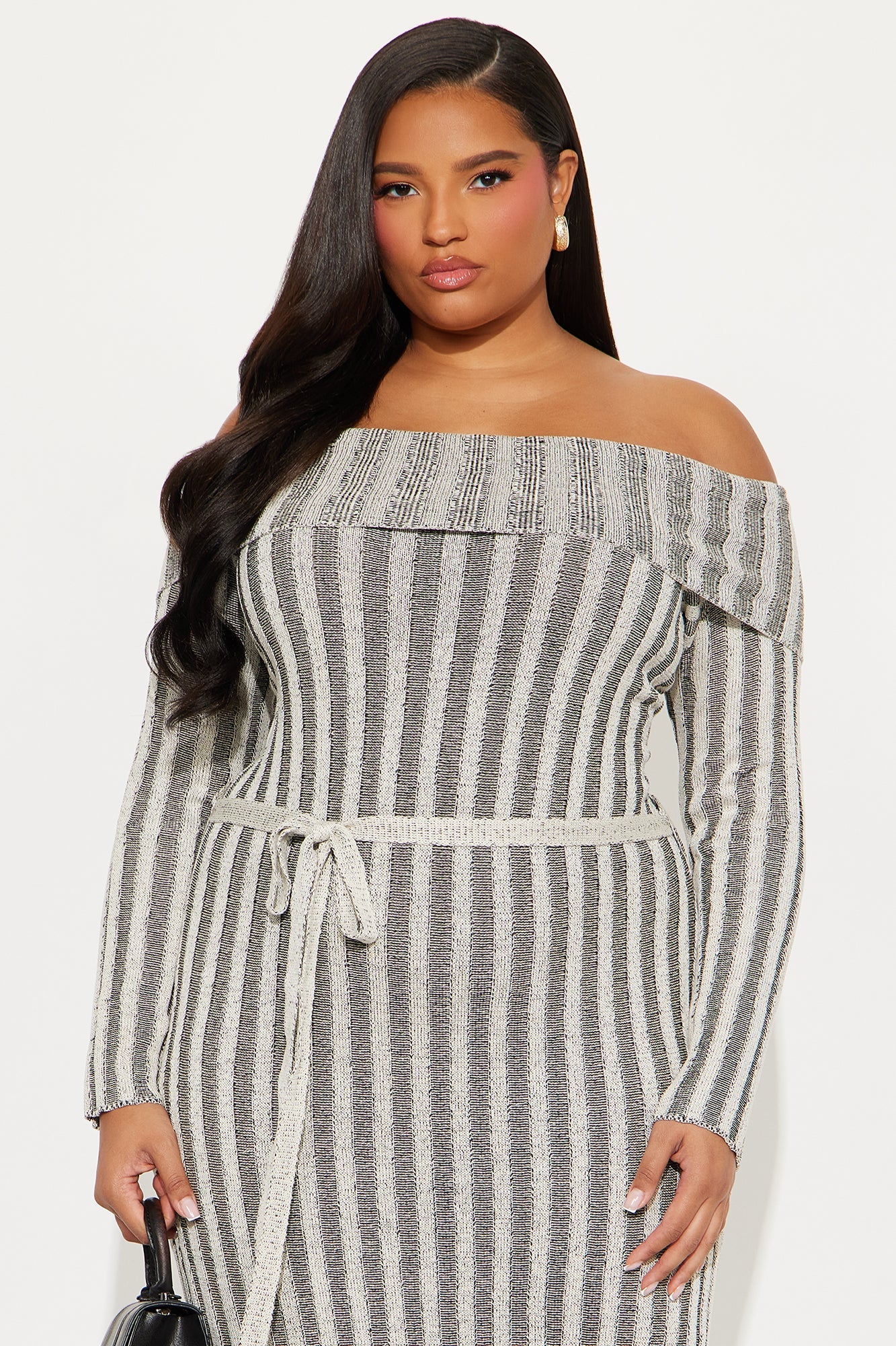 Always Crushing Striped Sweater Maxi Dress - Black/combo