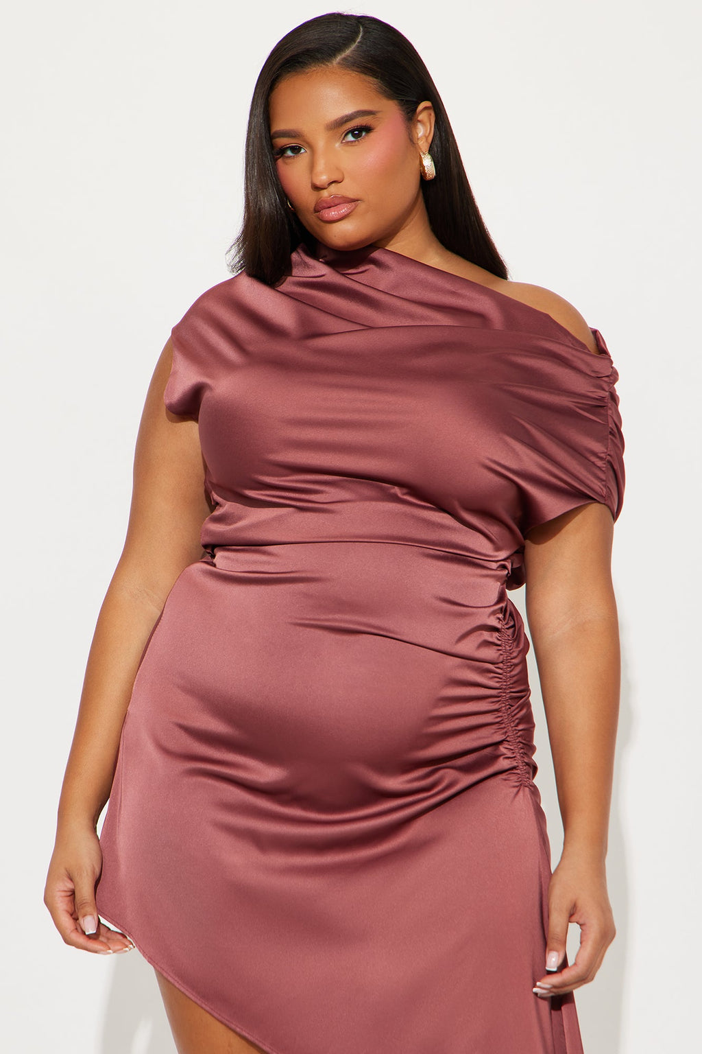 Bynes Satin Midi Dress - Brown