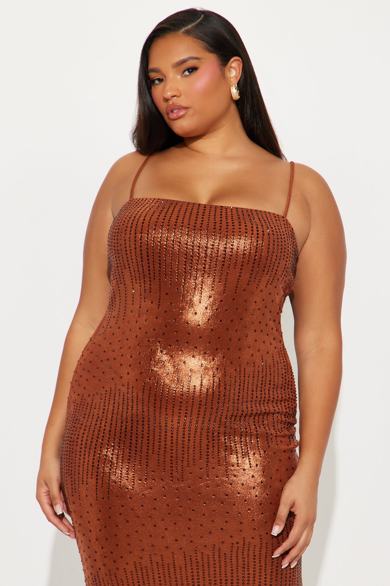 Diamond Crush Rhinestone Gown - Copper