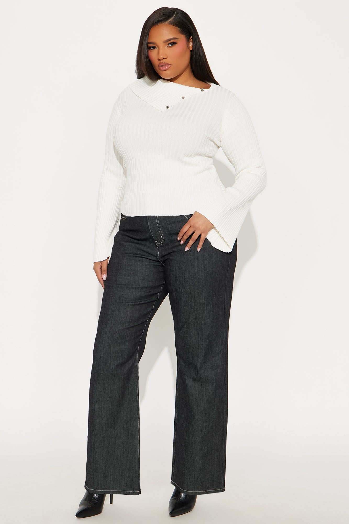 A Softy Collared Sweater Top - Ivory