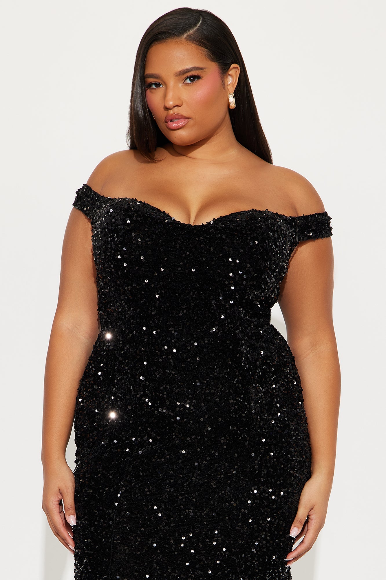 Alora Sequin Midi Dress - Black
