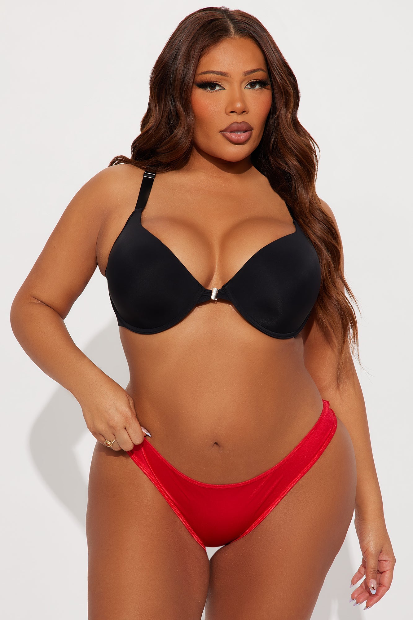 Anything Can Chain Satin Rhinestone Chain Panty - Red