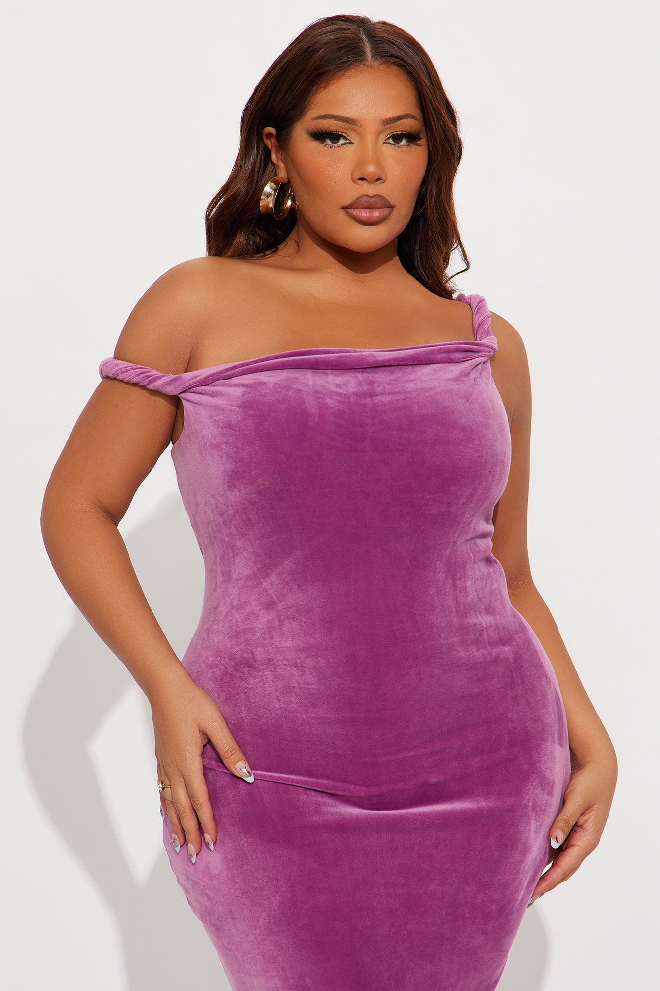 Season Of Slay Velour Gown - Mauve