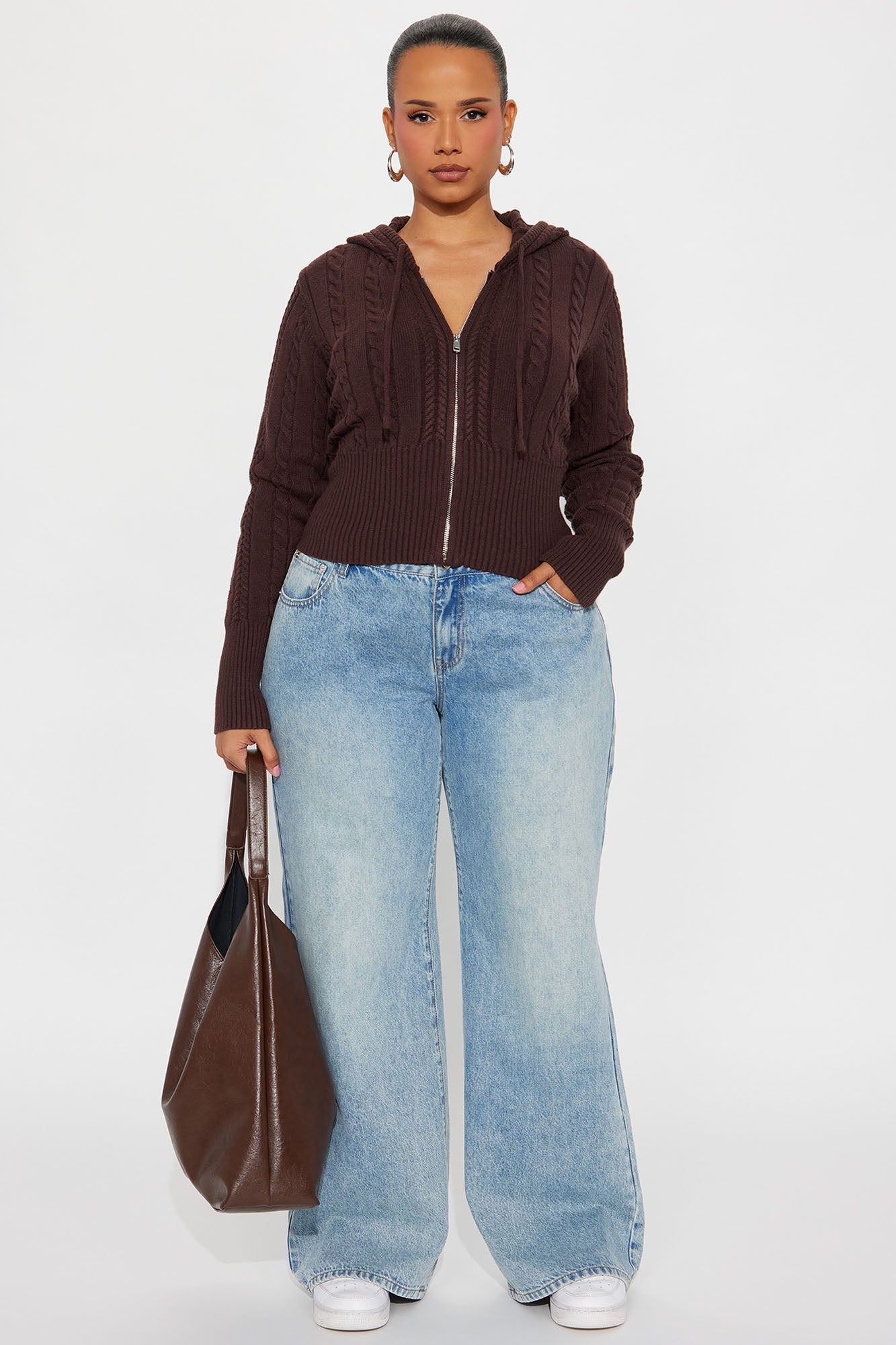 Everyday Thing Cable Knit Sweater - Chocolate