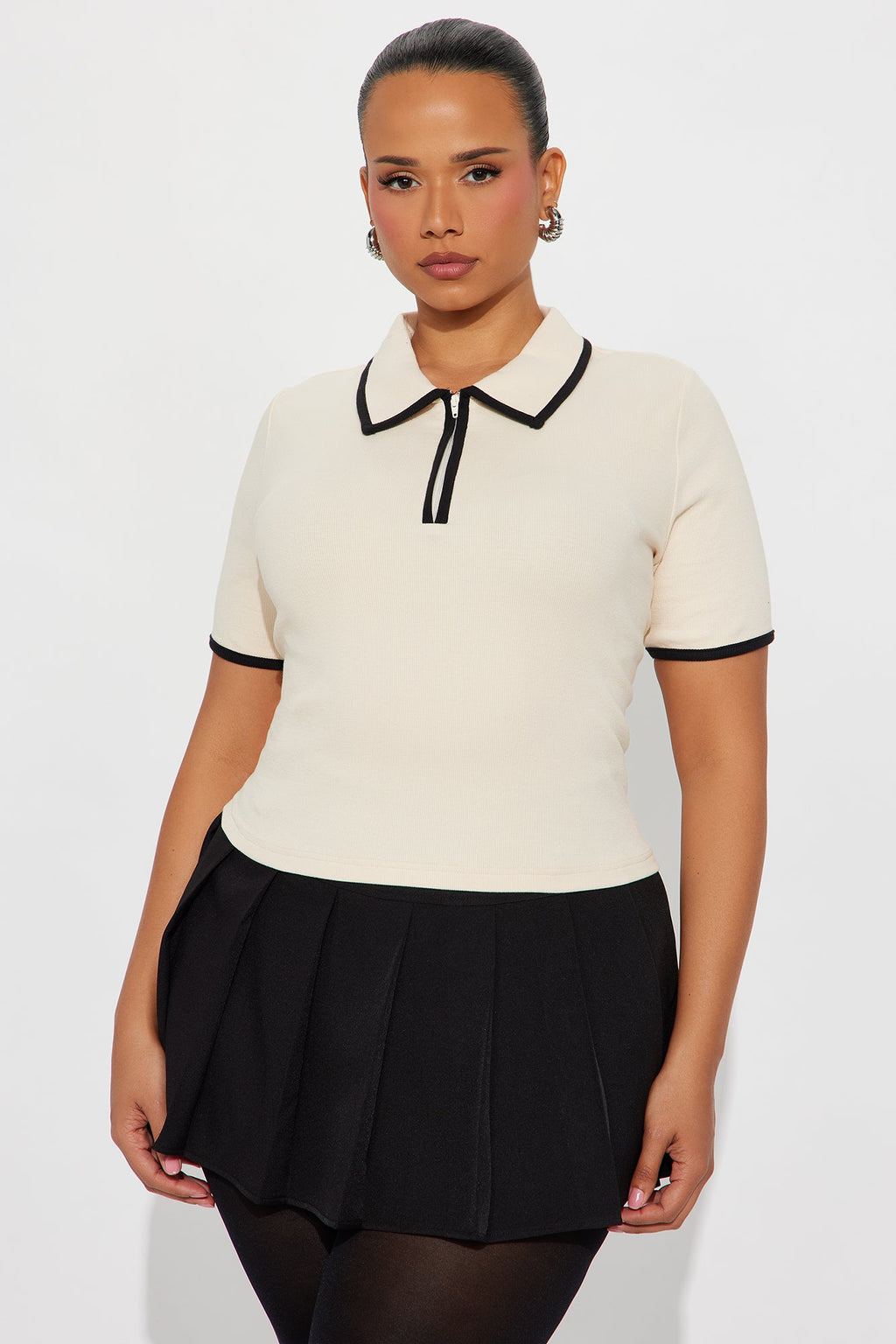 Golf Club Short Sleeve Polo Top - Cream/combo