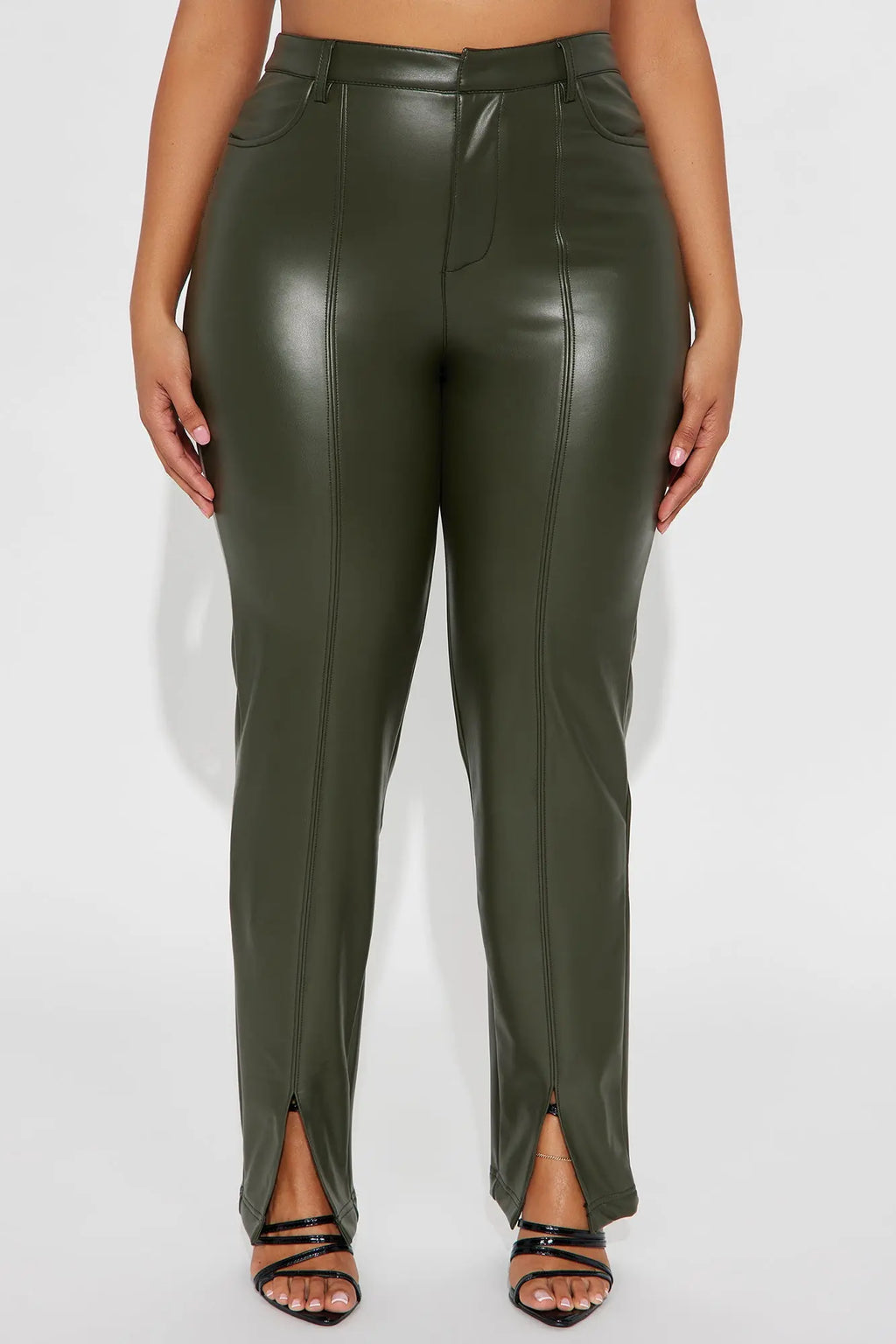 Mackenzie Faux Leather Pant - Military Green 