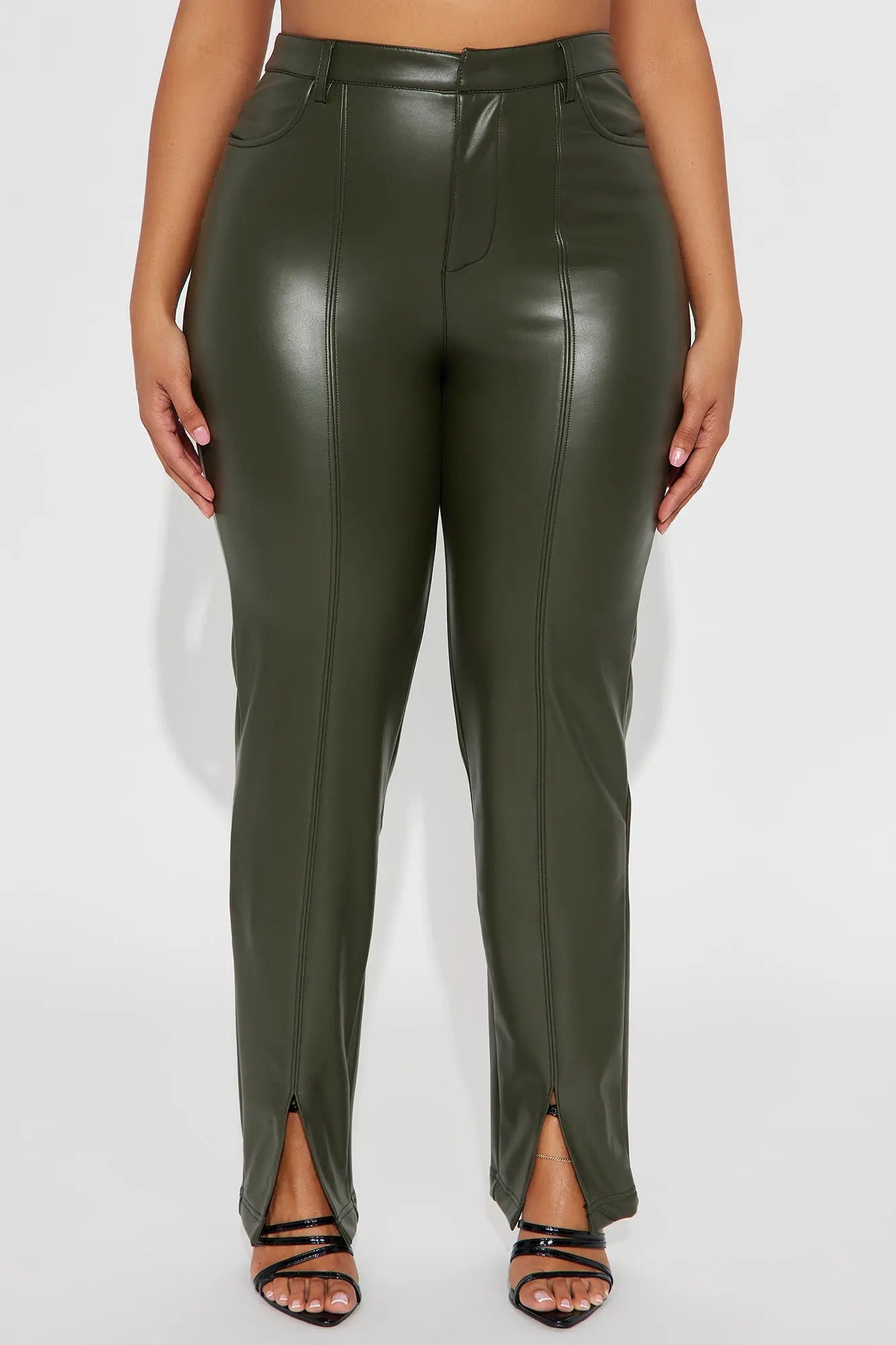 Mackenzie Faux Leather Pant - Military Green 