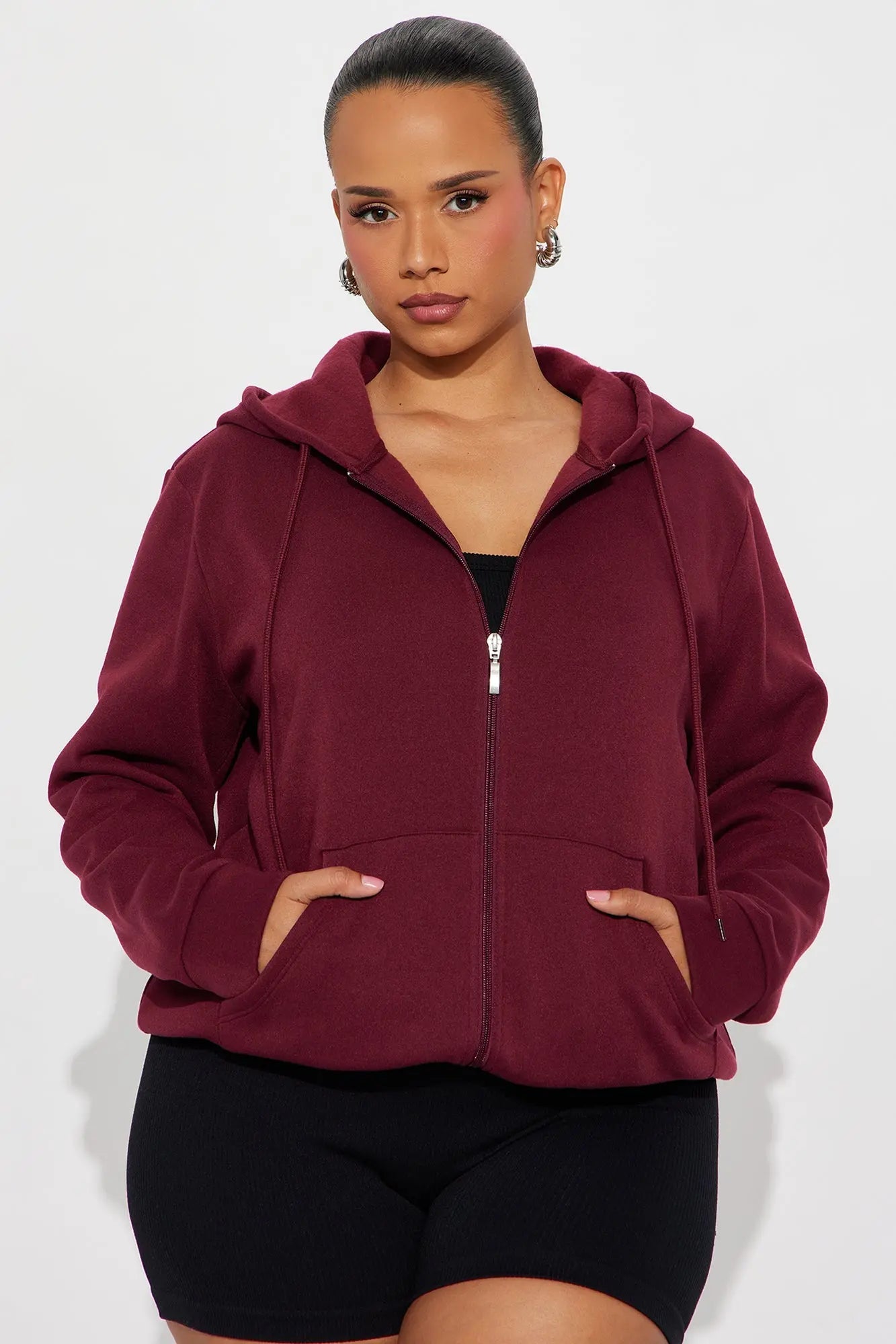 Candice Zip Up Hoodie - Burgundy 