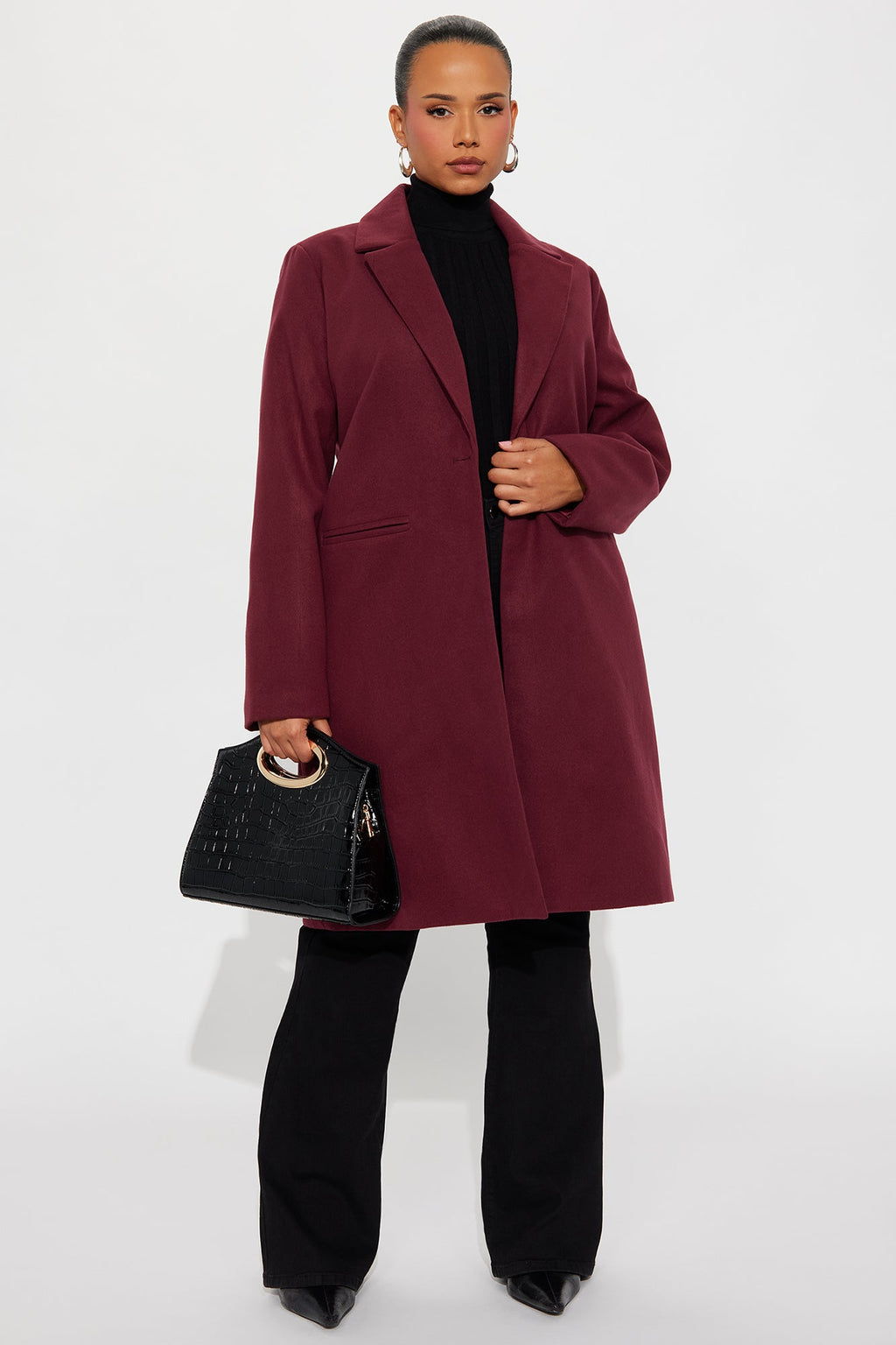 City Chic Coat - Burgundy