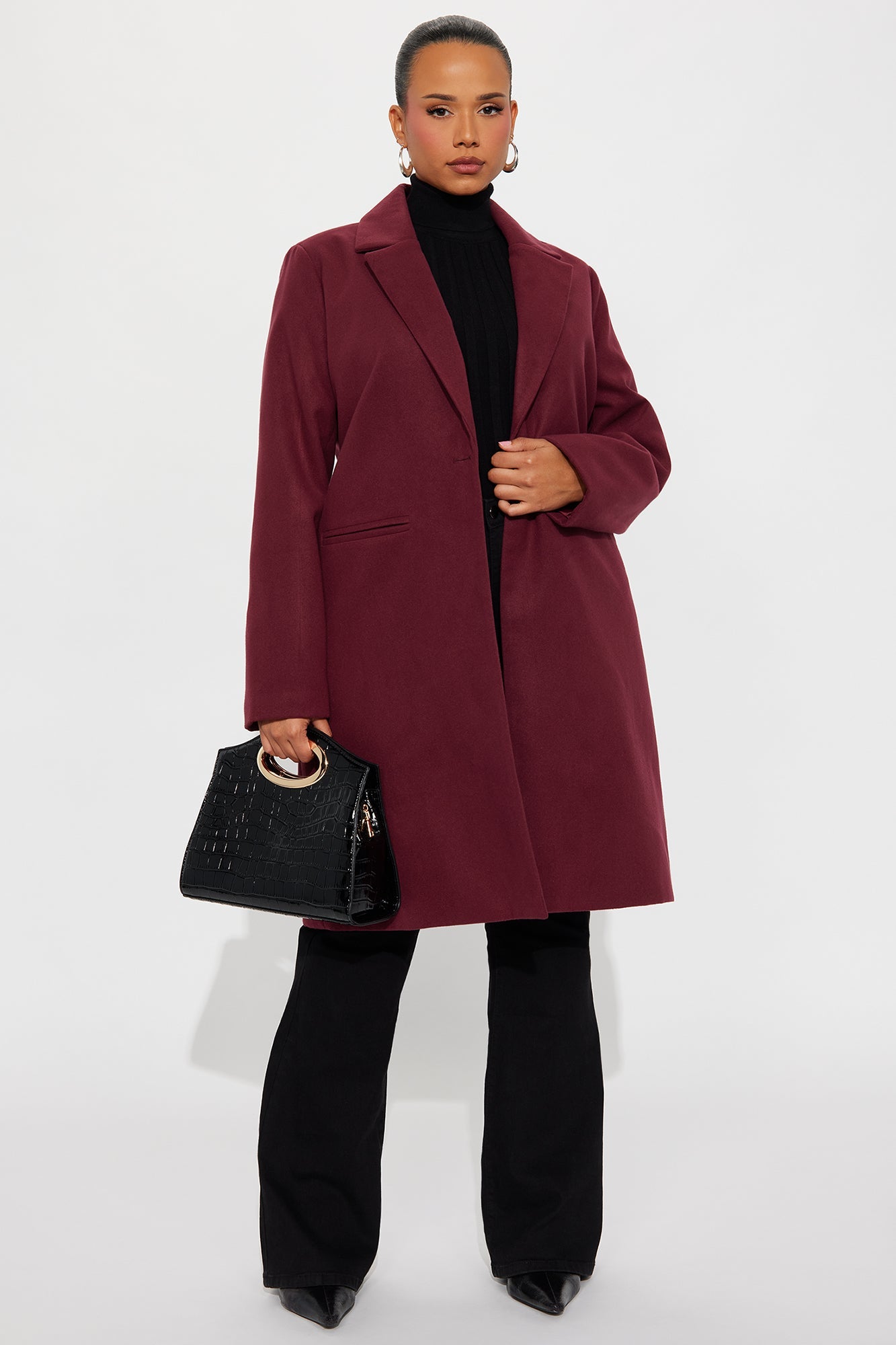 City Chic Coat - Burgundy
