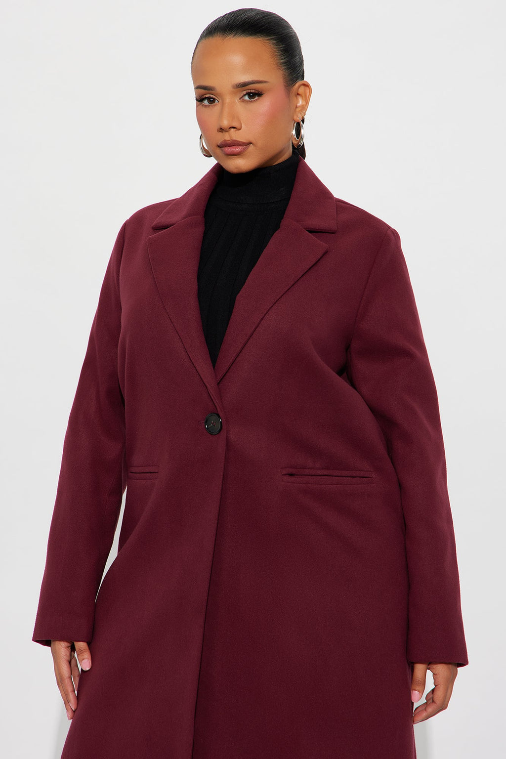 City Chic Coat - Burgundy
