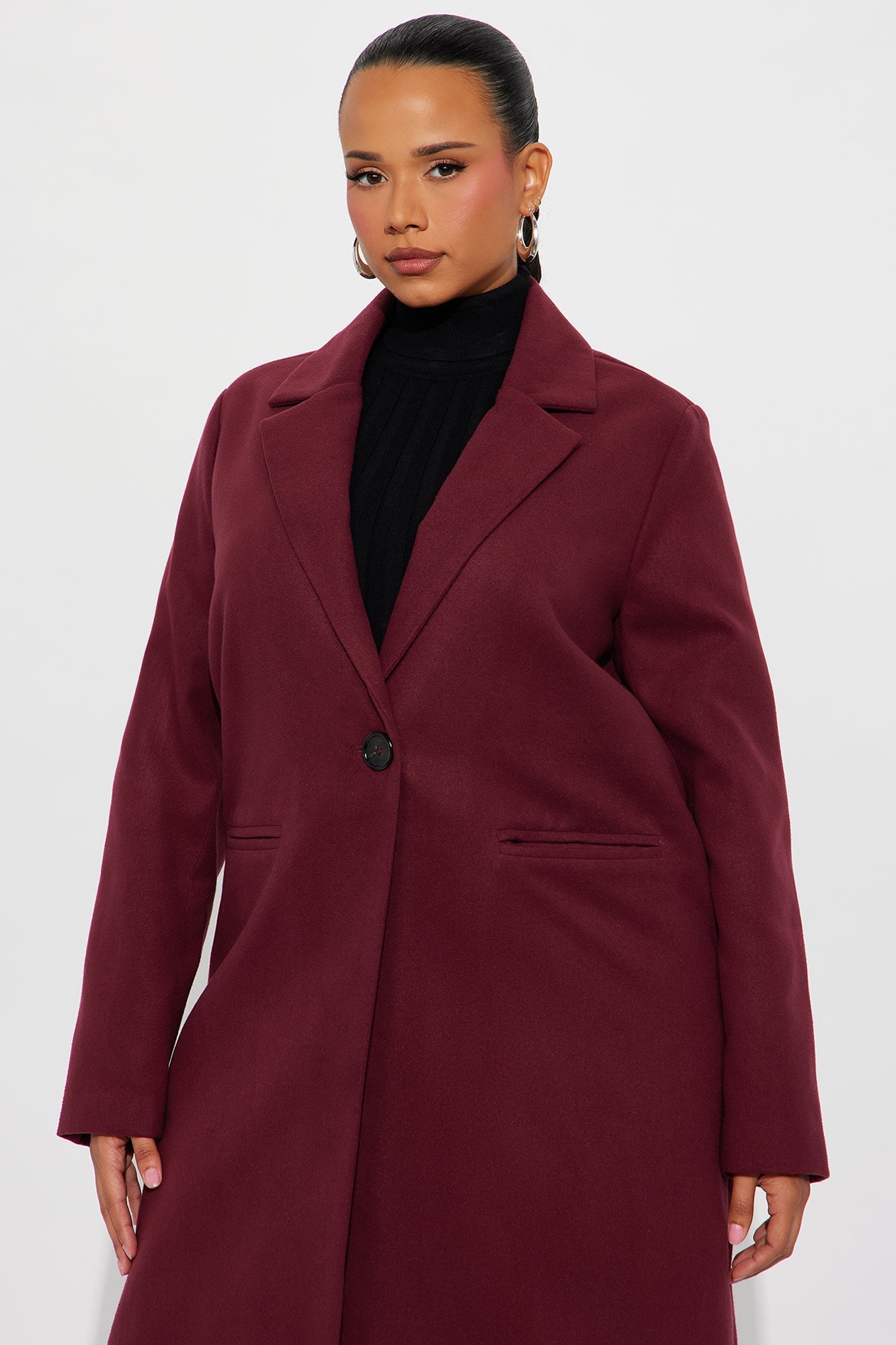 City Chic Coat - Burgundy