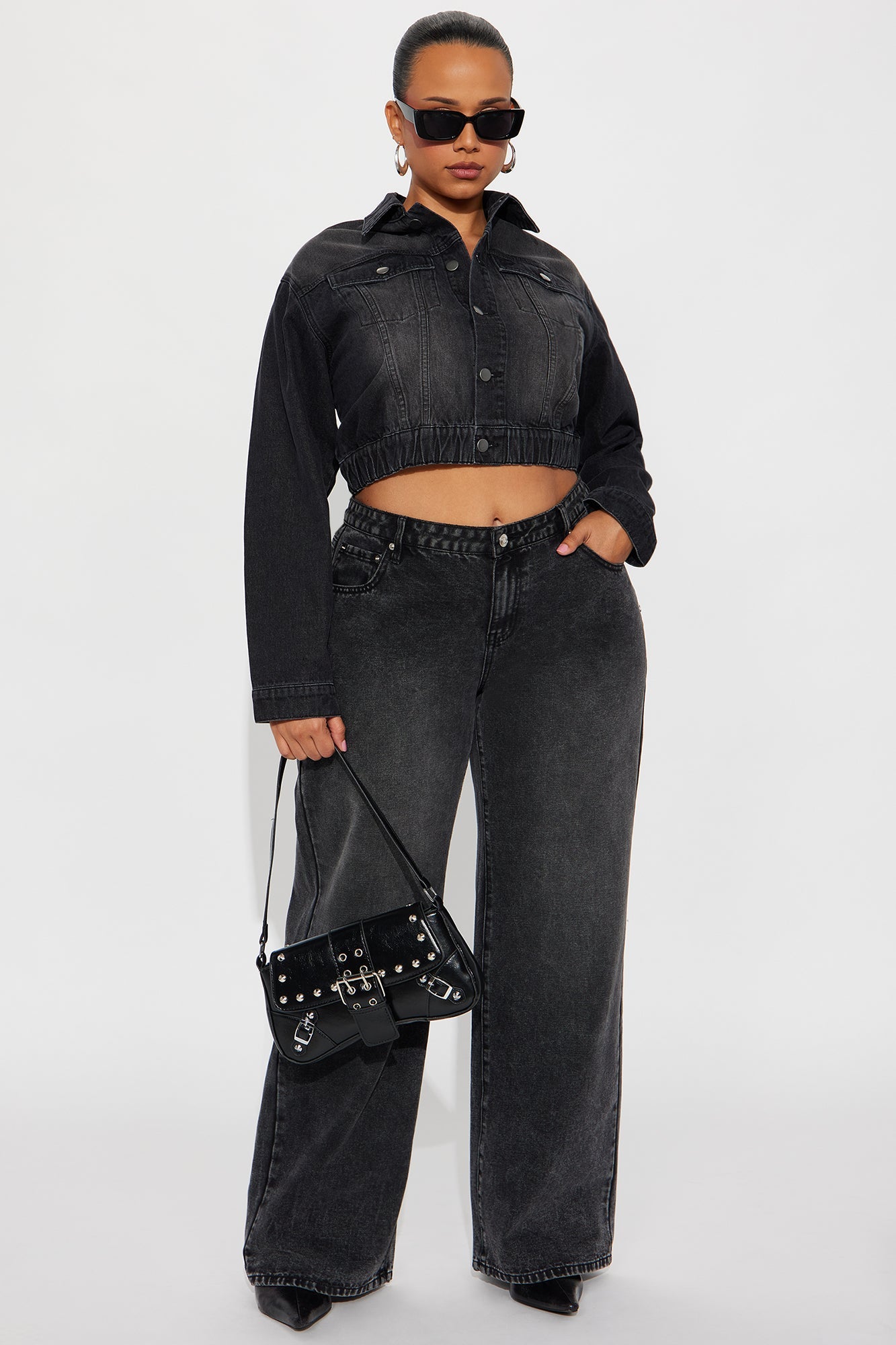 Out Of Time Denim Bomber Jacket - Black Wash