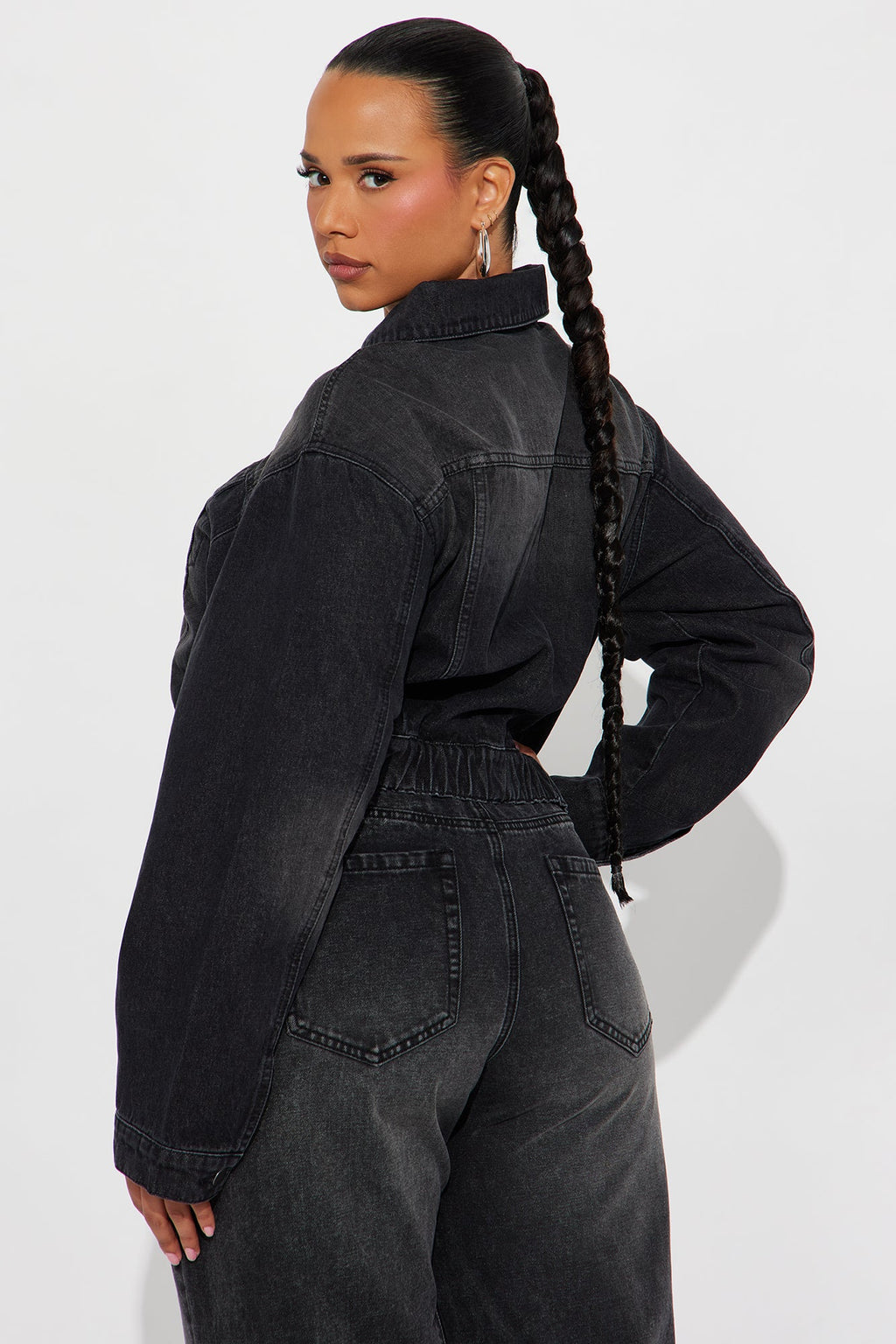 Out Of Time Denim Bomber Jacket - Black Wash