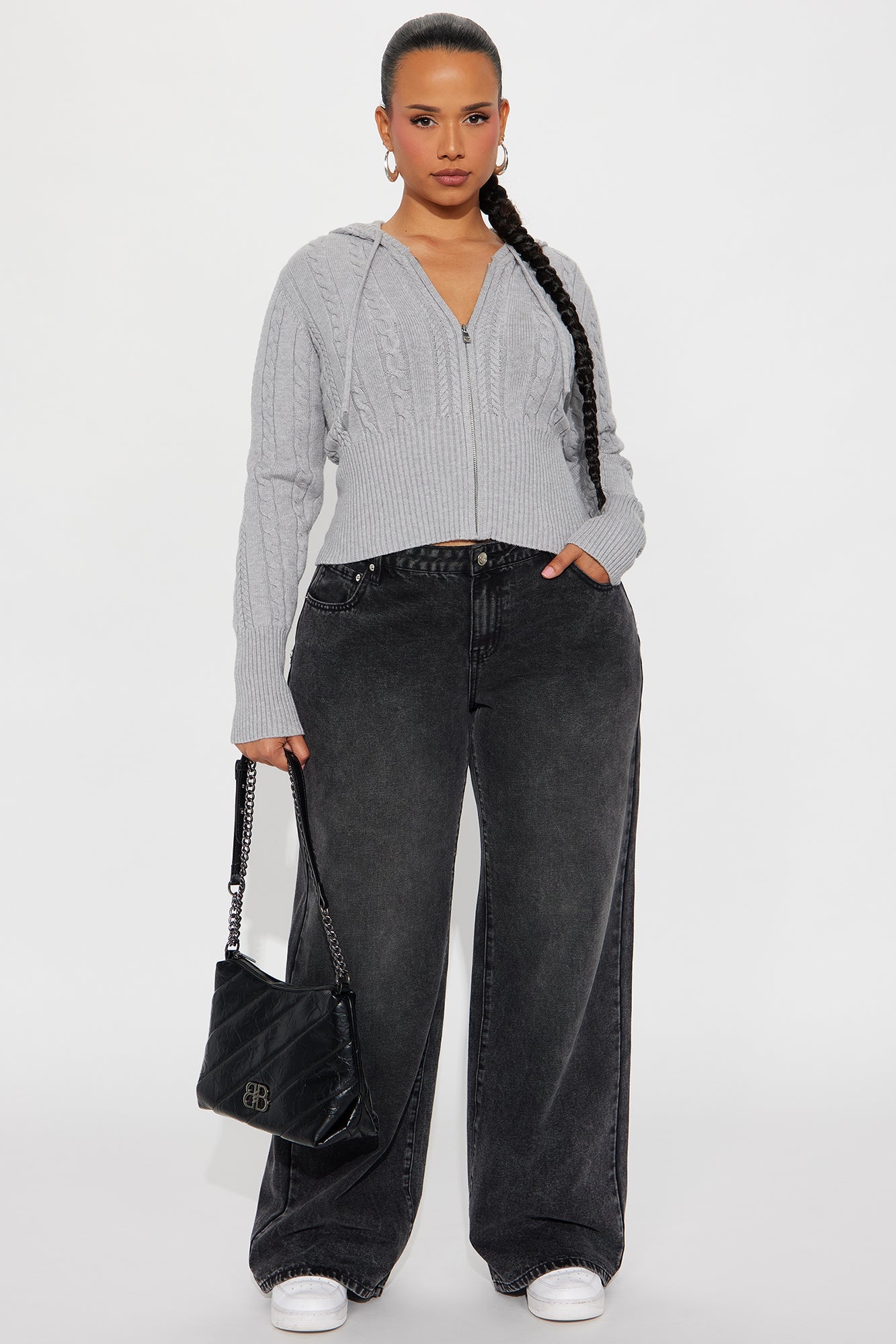 Everyday Thing Cable Knit Sweater - Grey