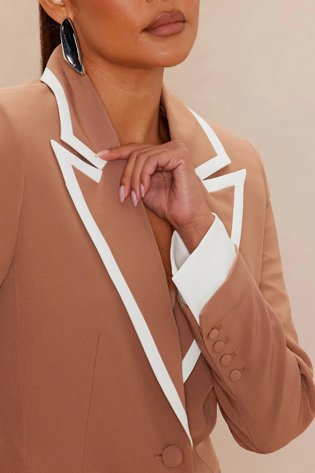 Frederica Blazer Pant Suit Set - Taupe/combo 