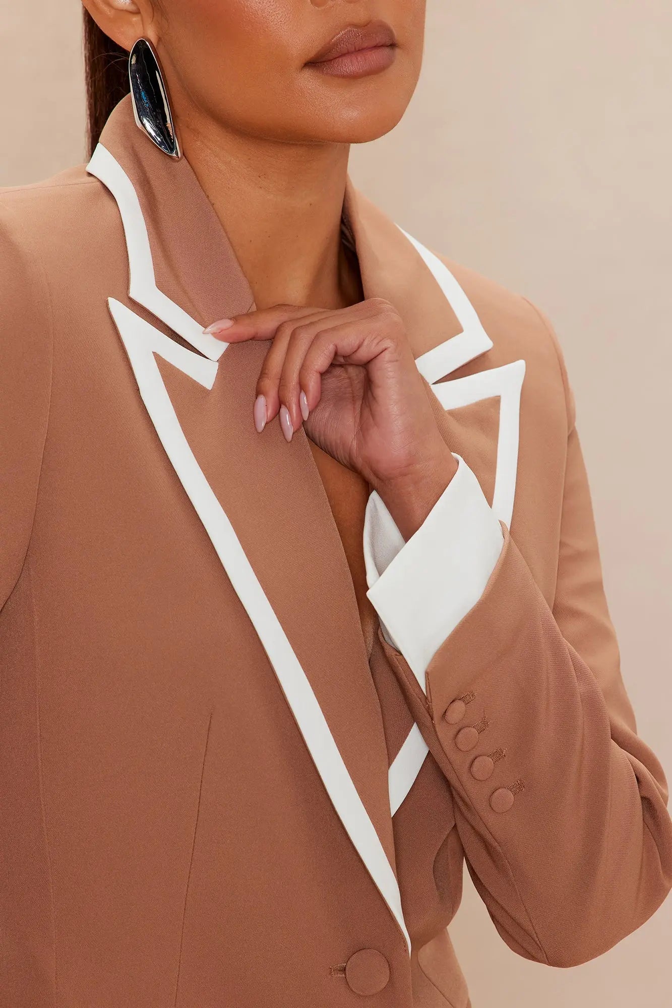 Frederica Blazer Pant Suit Set - Taupe/combo 