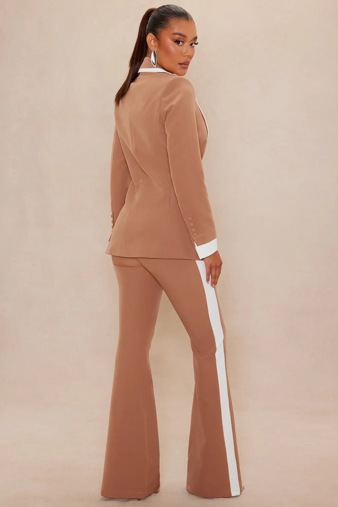 Frederica Blazer Pant Suit Set - Taupe/combo 