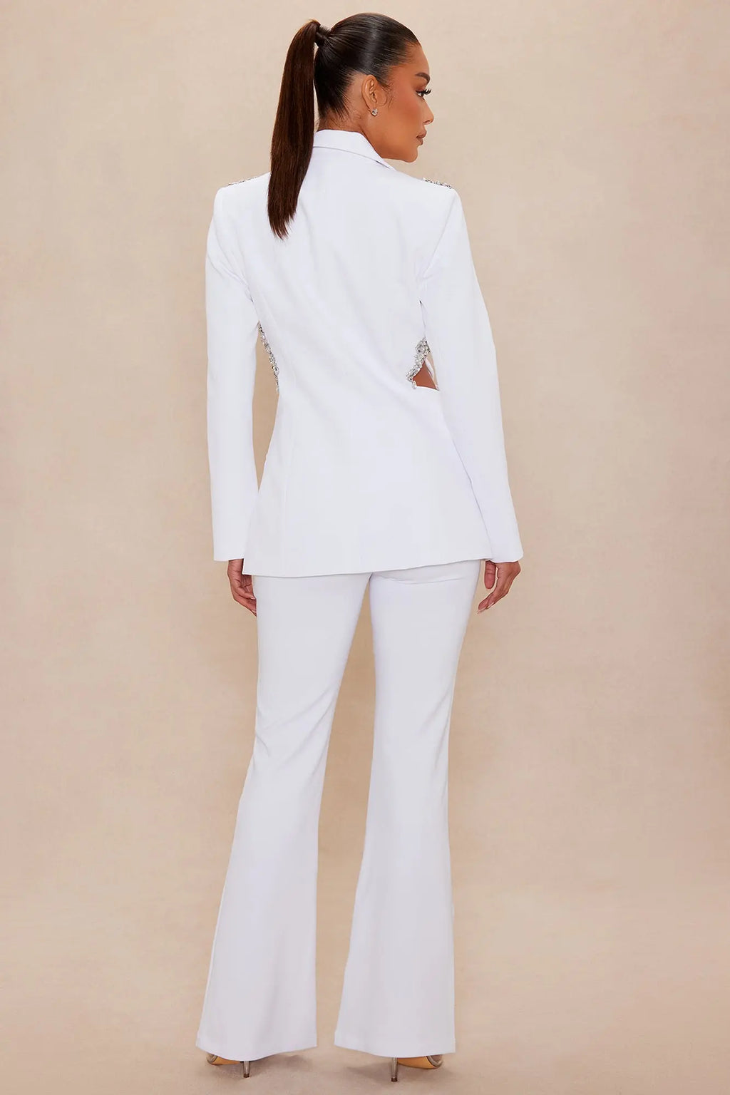 Claire Embellished Suit Set - White 