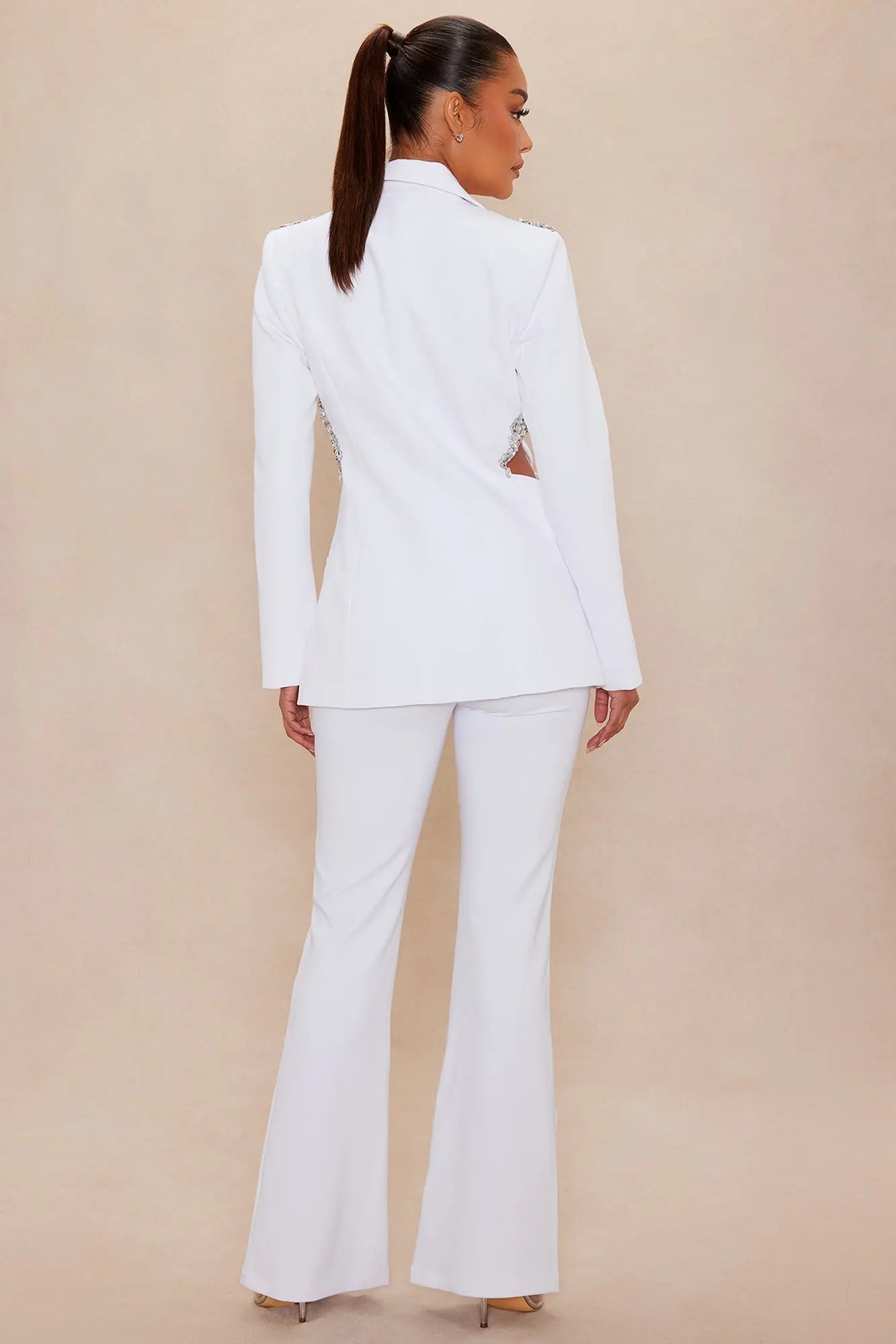 Claire Embellished Suit Set - White 