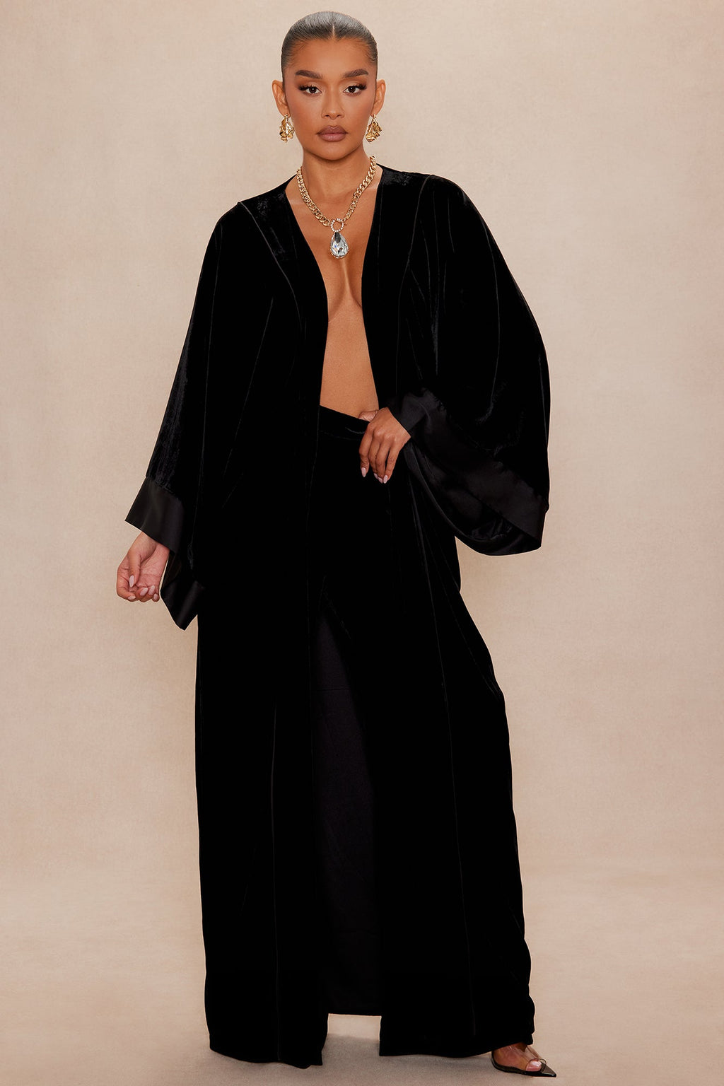 Georgia Velour Pant - Black