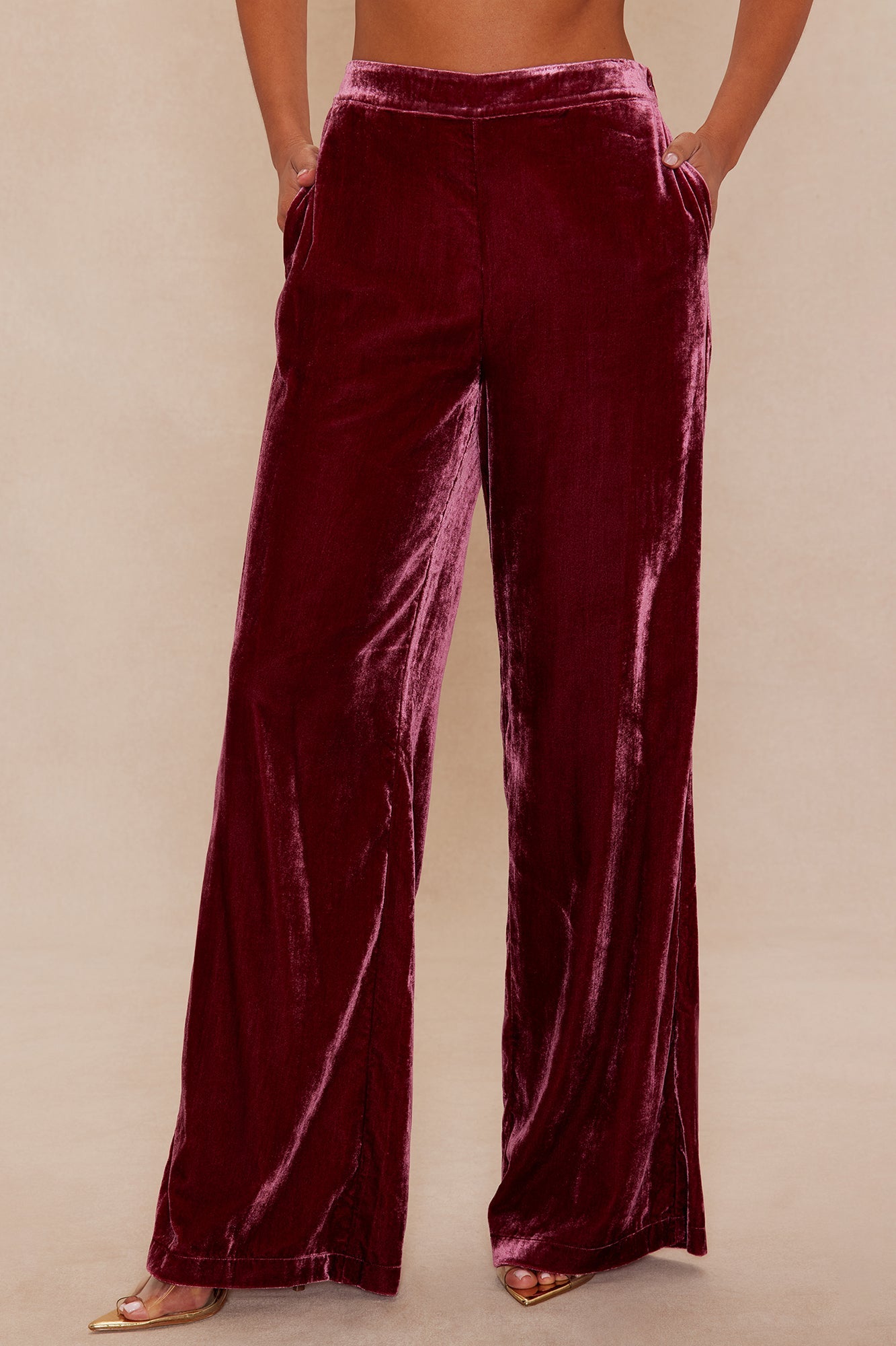Georgia Velour Pant - Burgundy