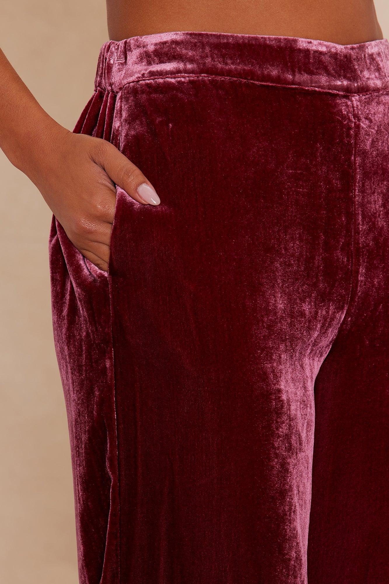 Georgia Velour Pant - Burgundy