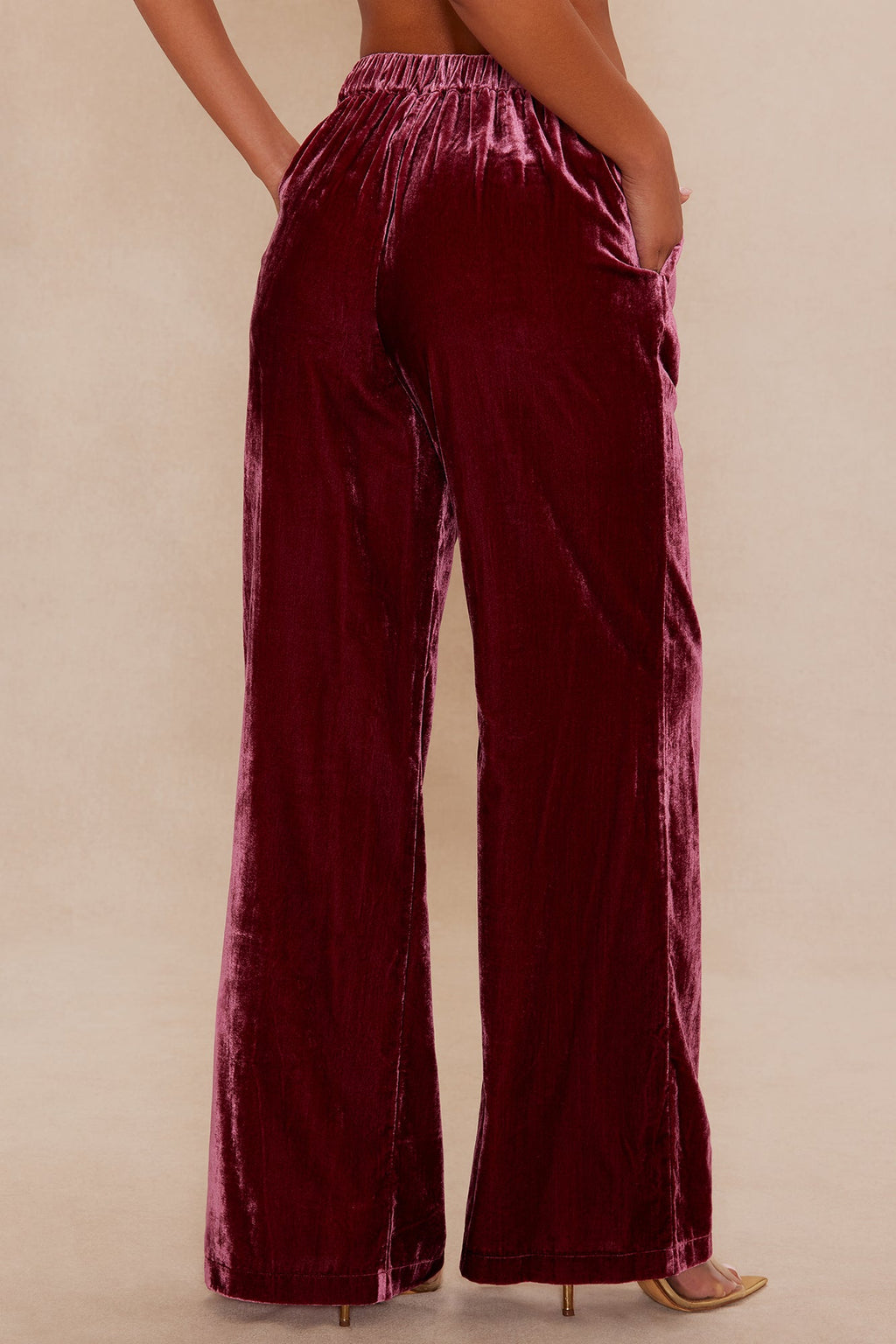 Georgia Velour Pant - Burgundy
