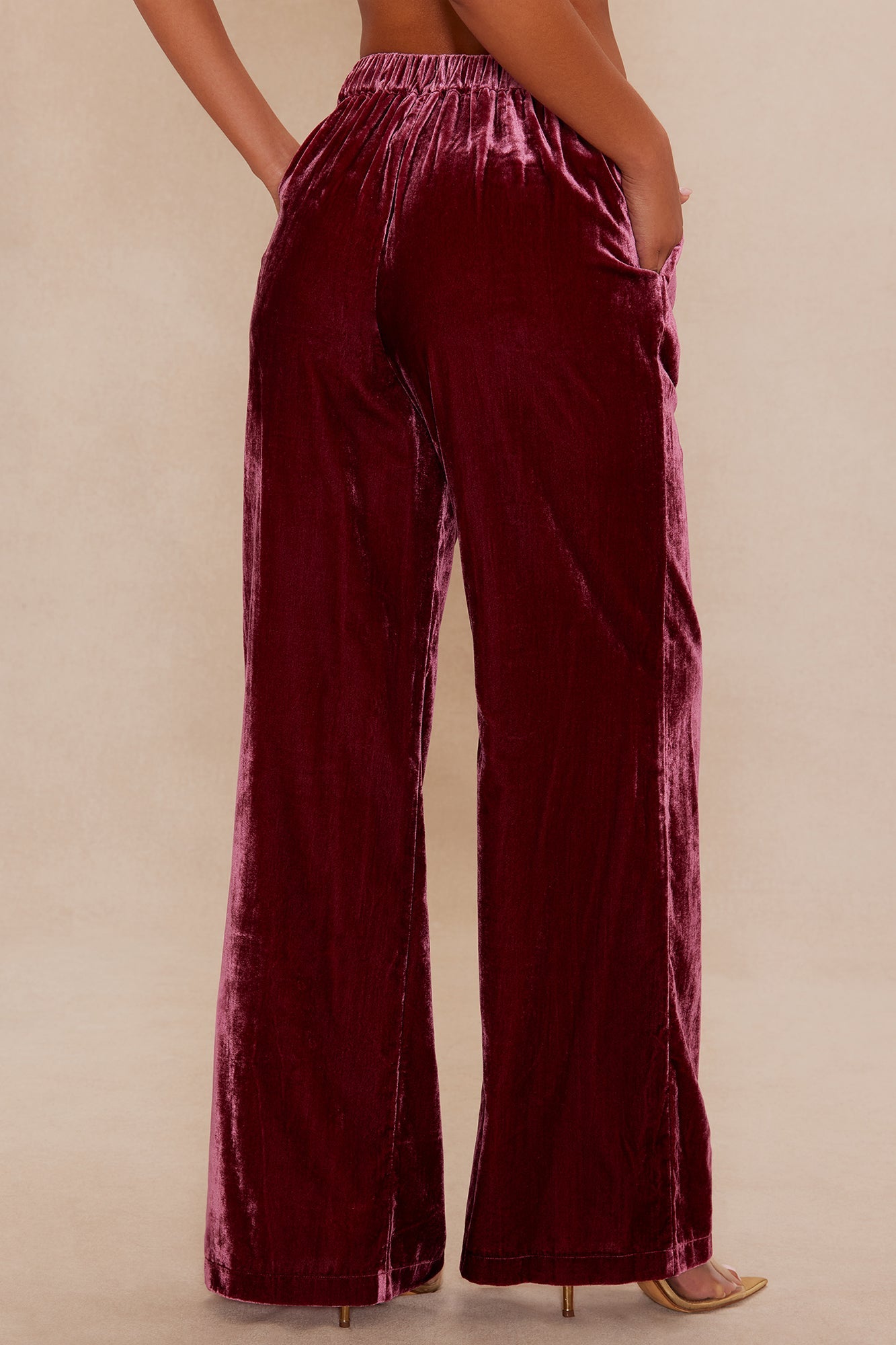 Georgia Velour Pant - Burgundy