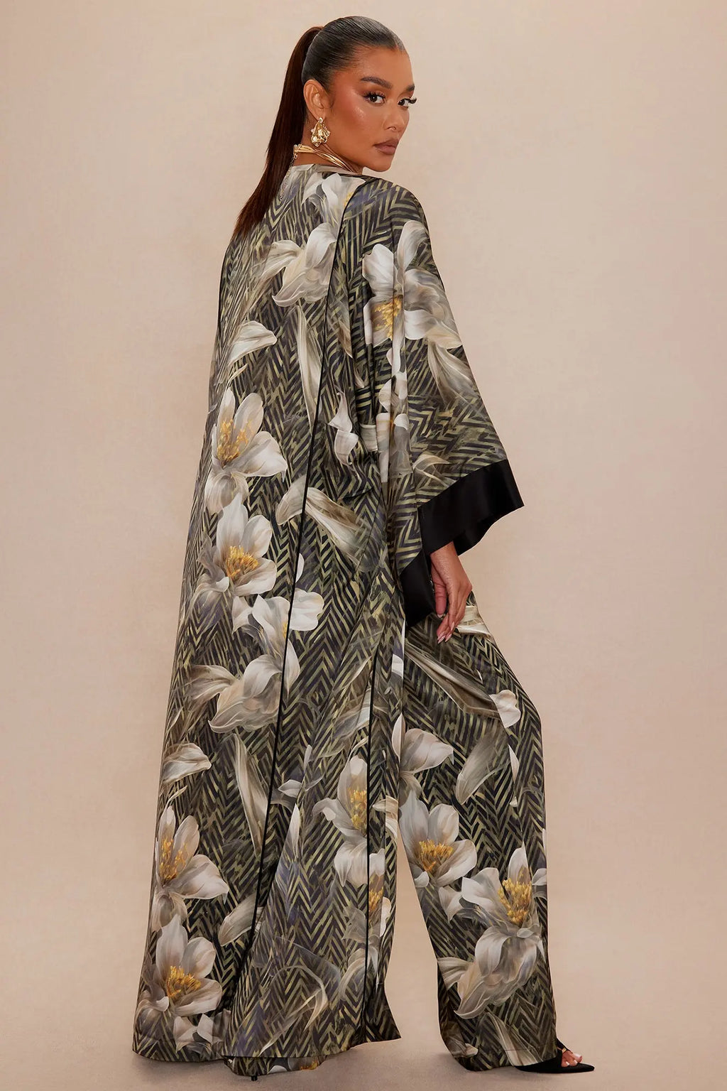 Alia Satin Kimono - Green/combo 