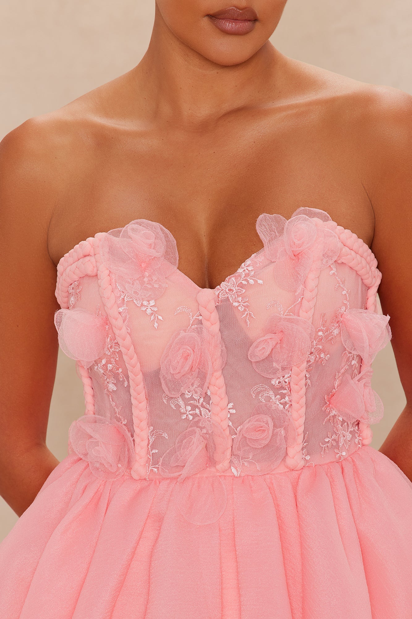 Roselyn Tulle Mini Dress - Pink 