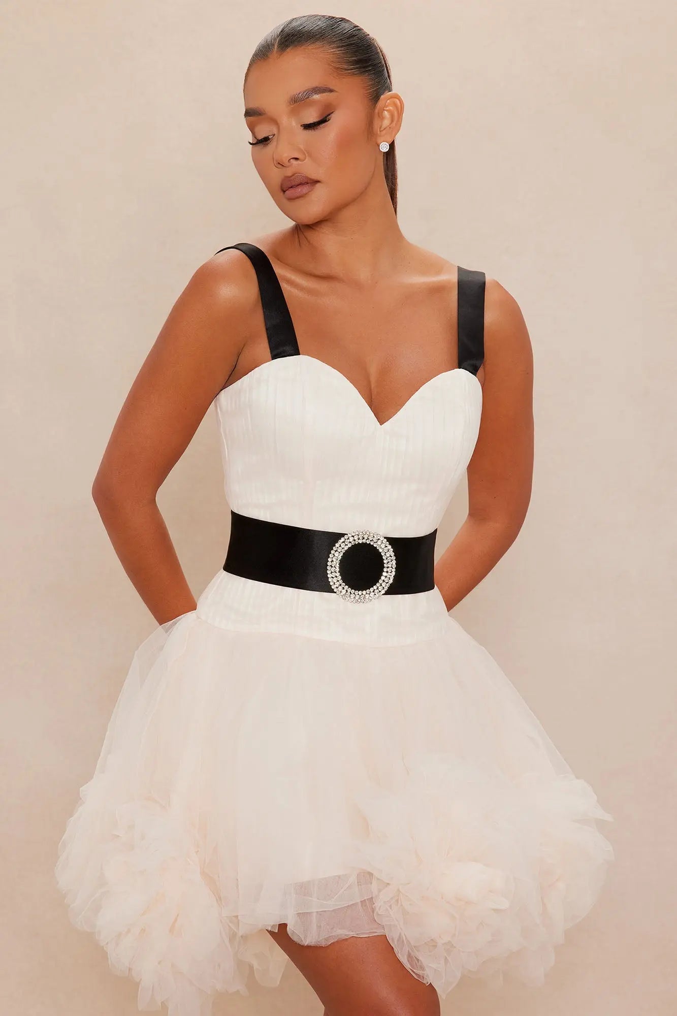 Zalea Tulle Mini Dress - Blush 